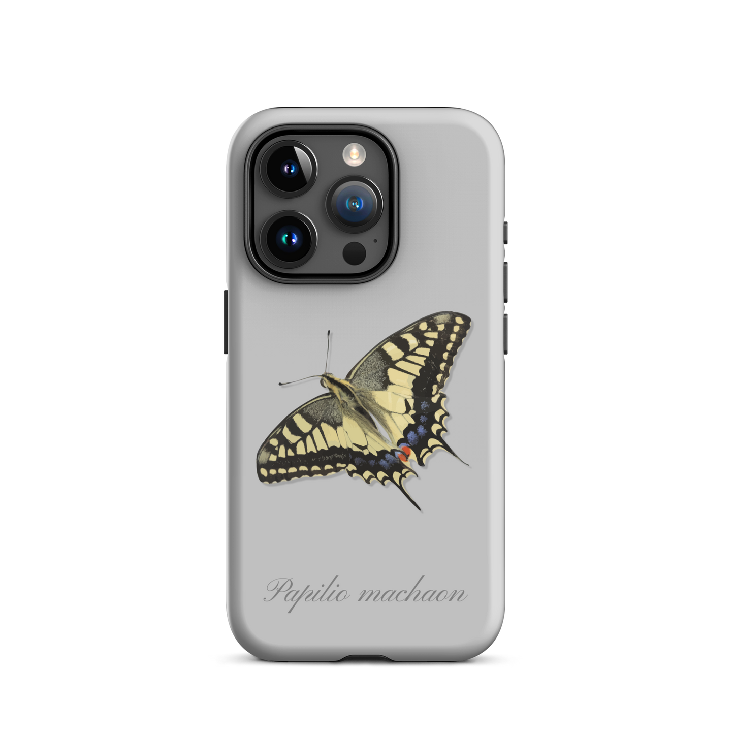 Graue iPhone Hülle mit Schwalbenschwanz-Muster aus Silikon
