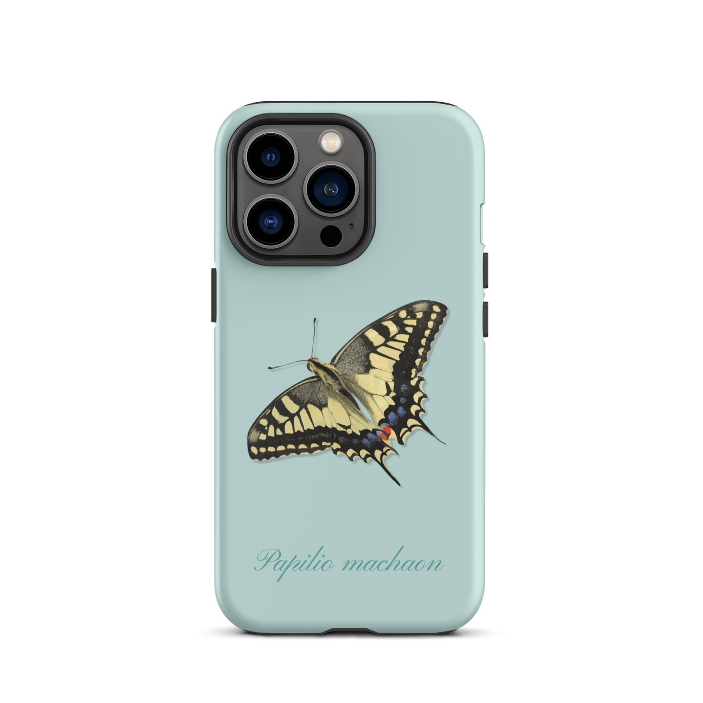 iPhone Case in Hellblau mit Schwalbenschwanz-Muster, schützende Silikonhülle für iPhone.