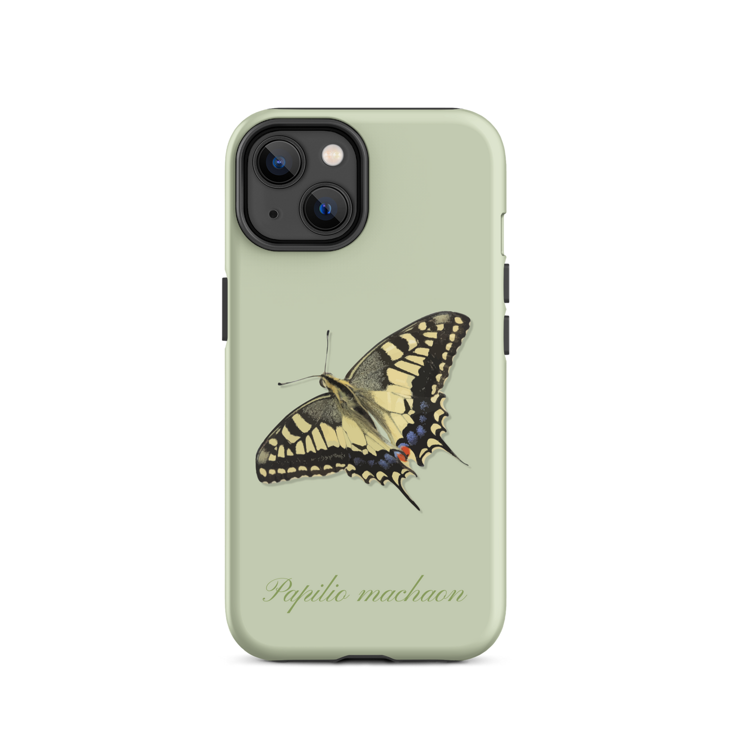 iPhone Case in Hellgrün mit Schwalbenschwanz-Muster, Seitenansicht