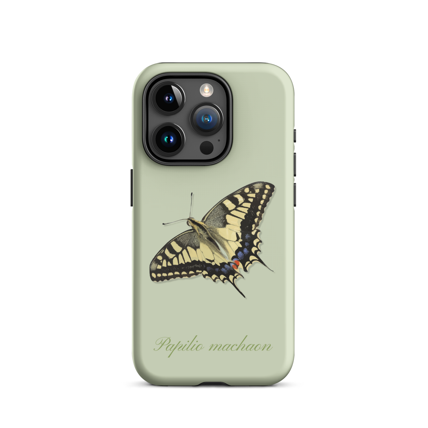 iPhone Case in Hellgrün mit Schwalbenschwanz-Muster, Seitenansicht