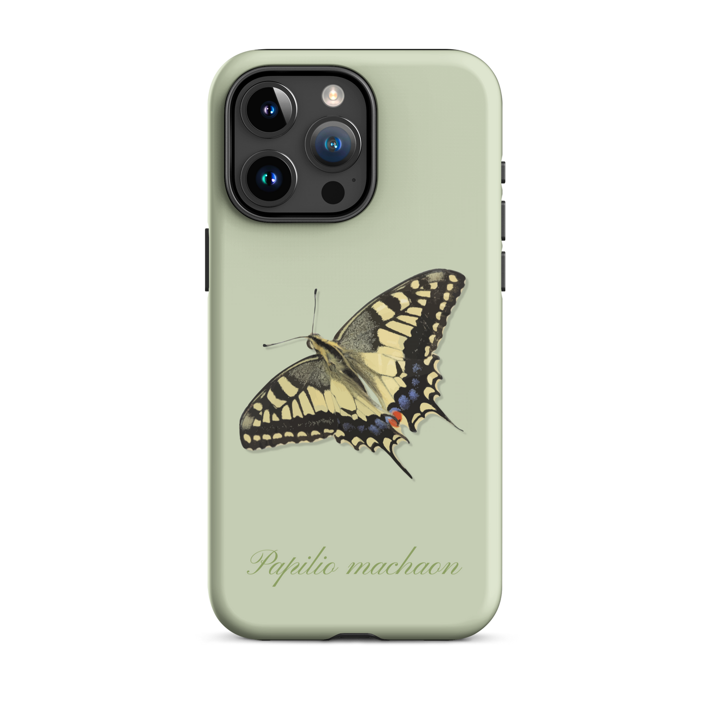 iPhone Case in Hellgrün mit Schwalbenschwanz-Muster, Seitenansicht