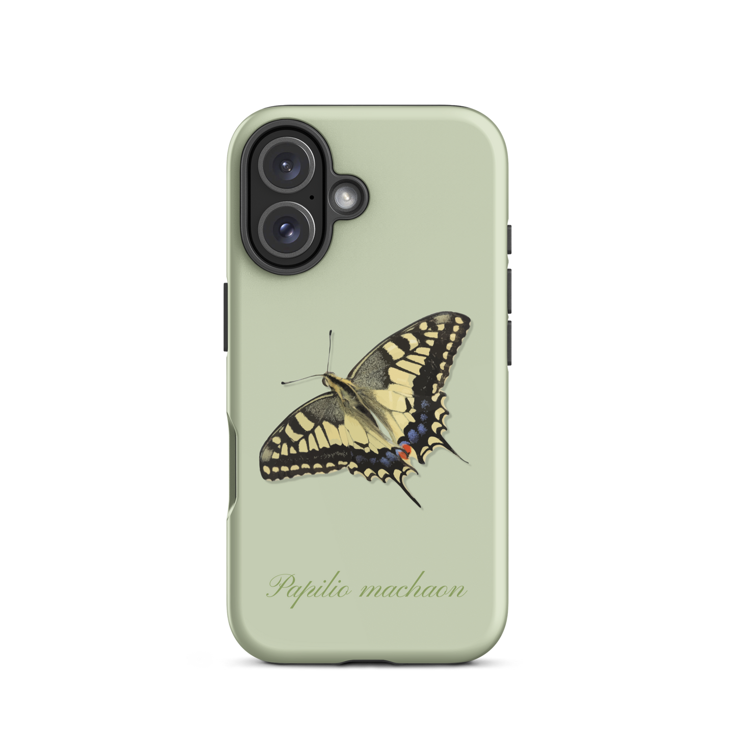 iPhone Case in Hellgrün mit Schwalbenschwanz-Muster, Seitenansicht
