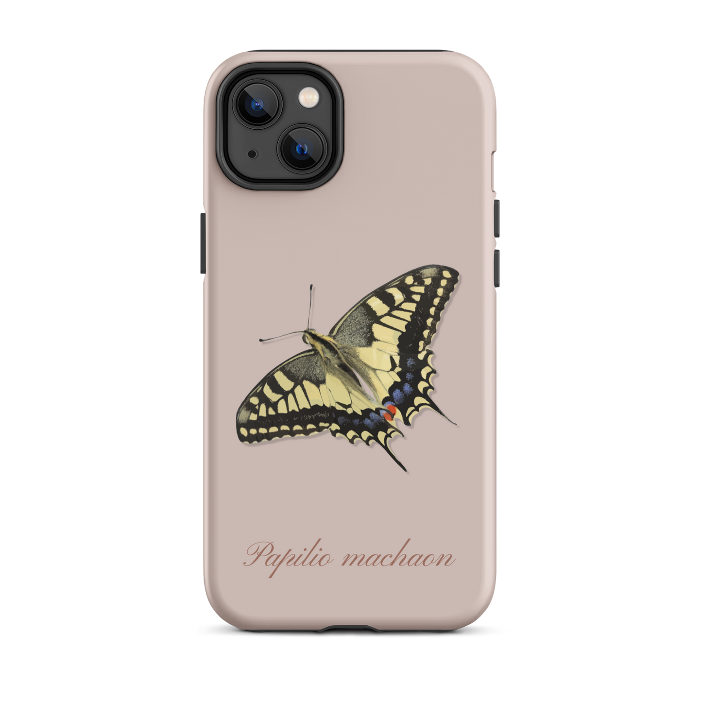 Rosa iPhone-Hülle mit Schwalbenschwanz-Muster aus Silikon
