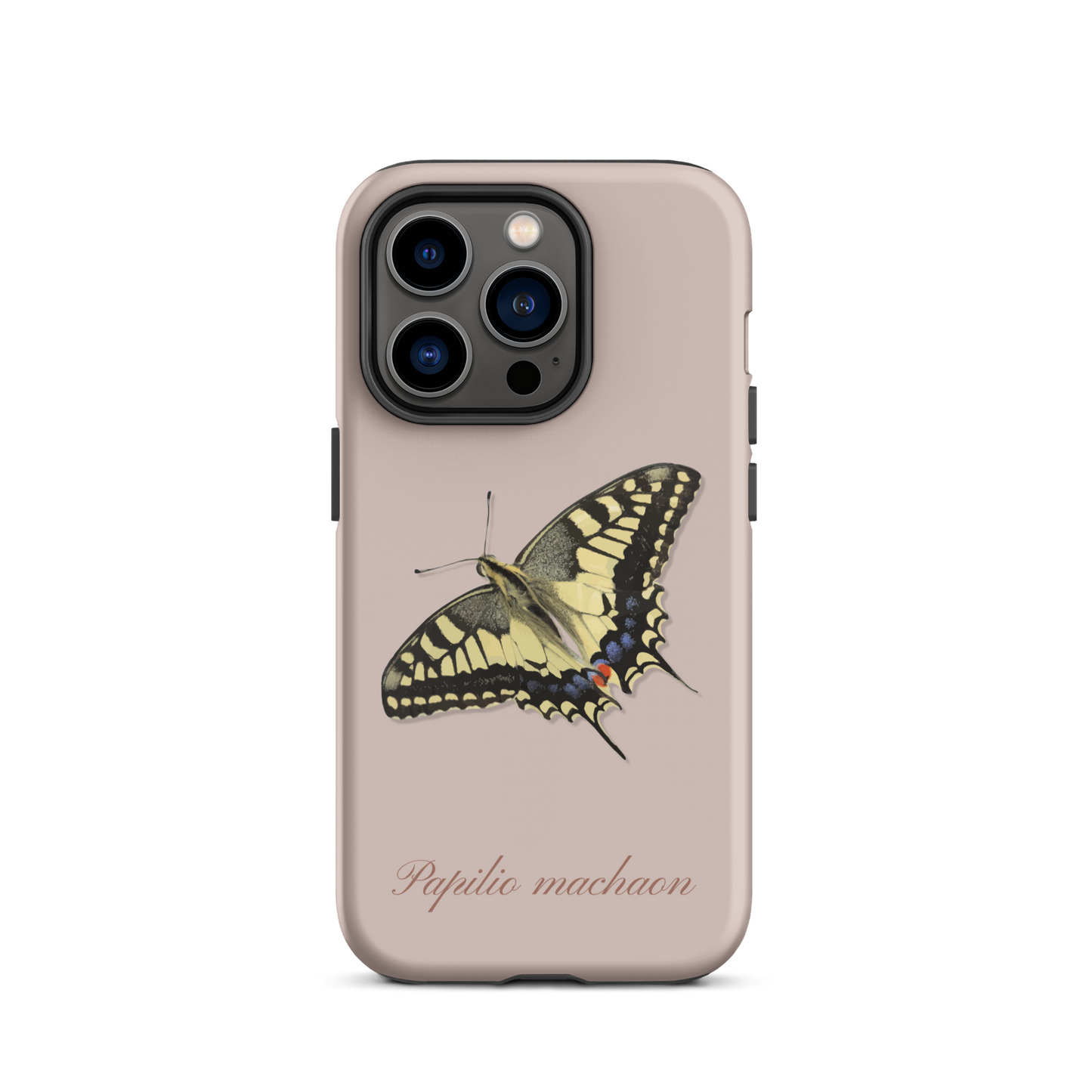 Rosa iPhone Hülle mit Schwalbenschwanz-Muster, Seitenansicht
