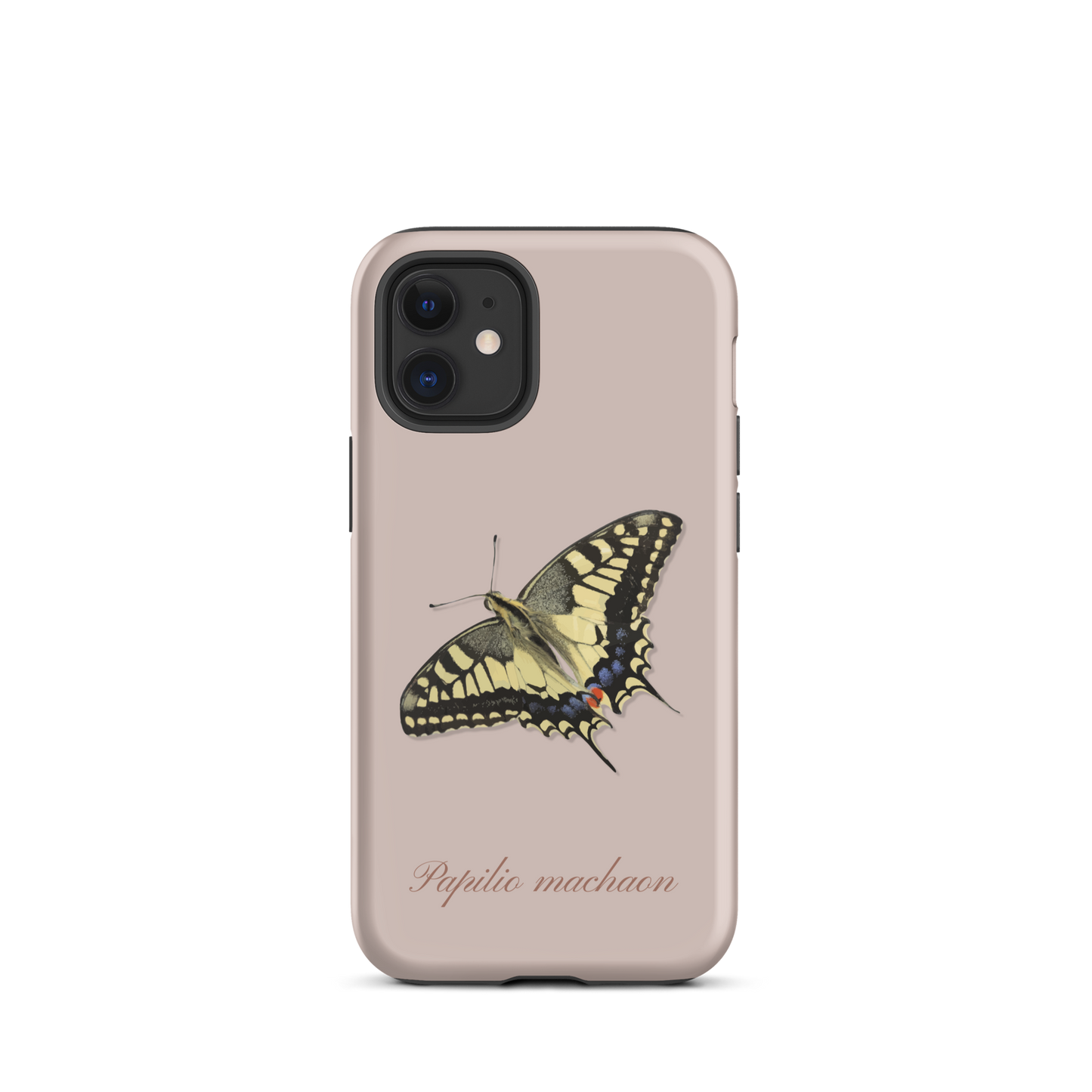 iPhone Hülle in Rosa mit Schwalbenschwanz-Muster, Seitenansicht