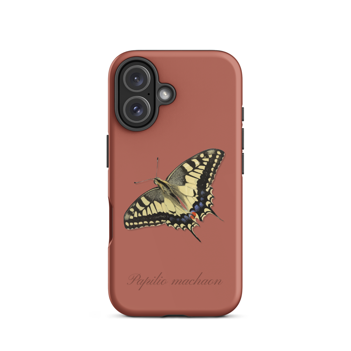 iPhone Hülle aus Holz mit Schwalbenschwanzmuster in Ziegelrot