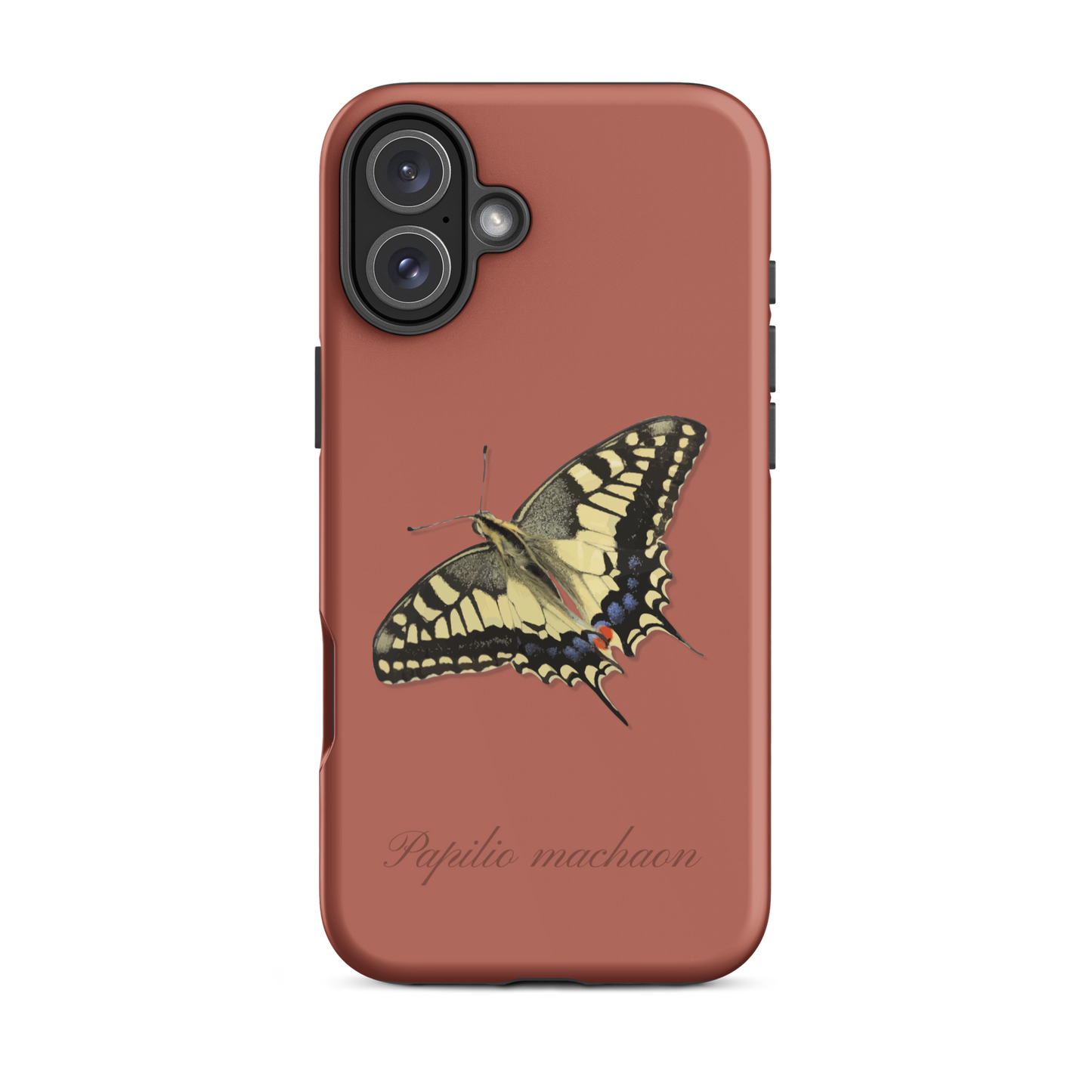 Ziegelrotes iPhone Case mit Schwalbenschwanz-Muster aus Silikon