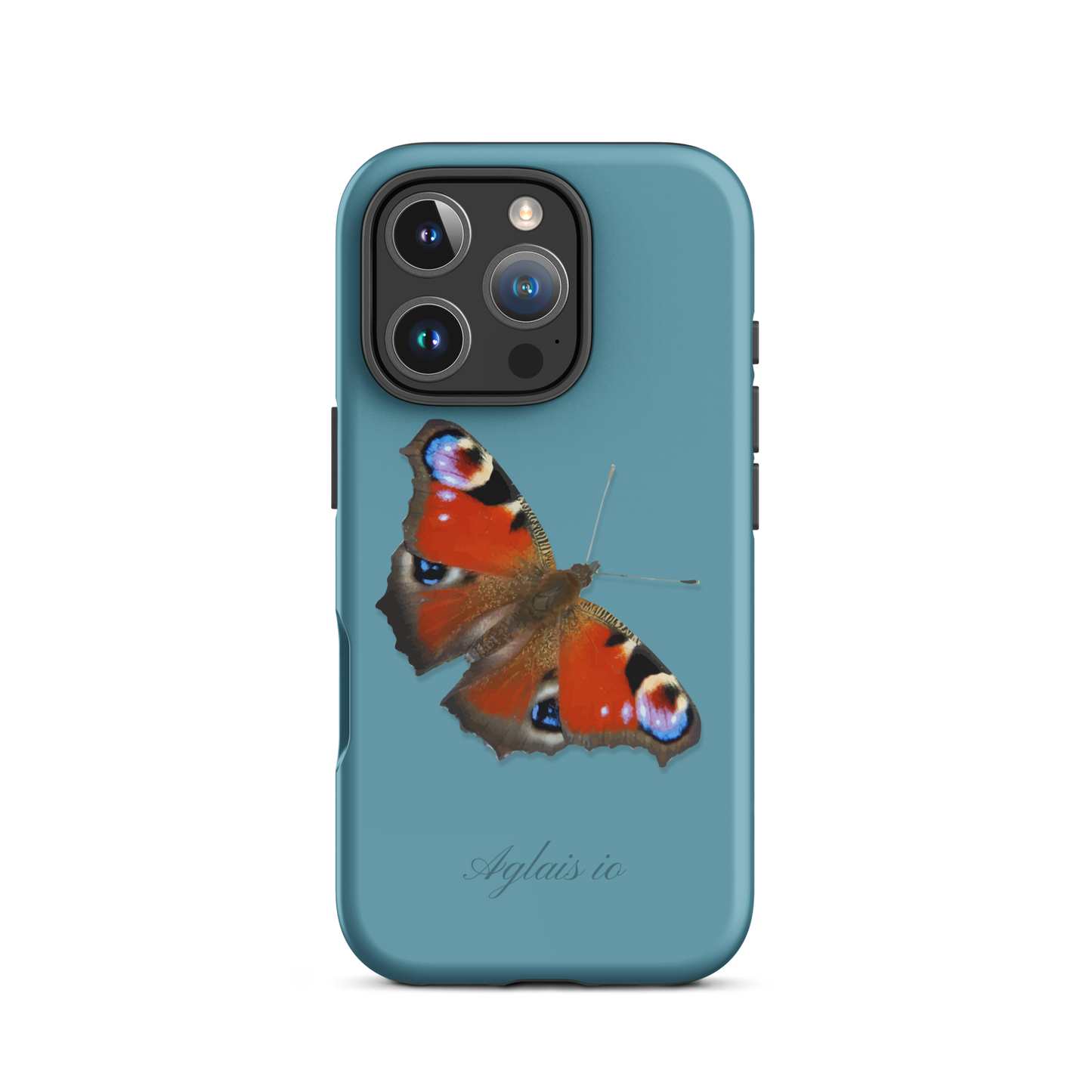 iPhone Case mit Tagpfauenauge-Muster in Gletscherwasserblau