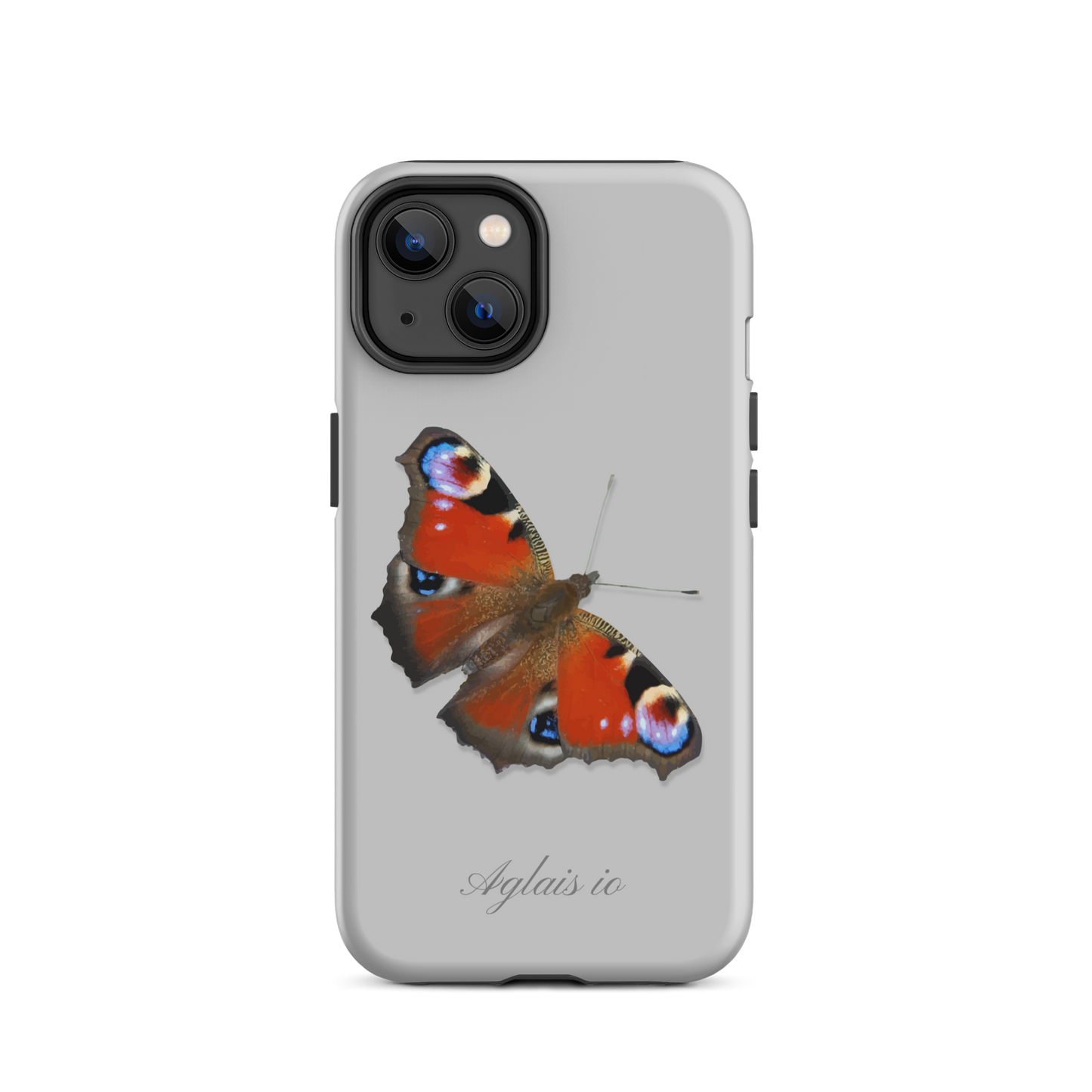Graue iPhone-Hülle mit Tagpfauenauge-Muster, Schutzhülle für iPhone, schickes Design