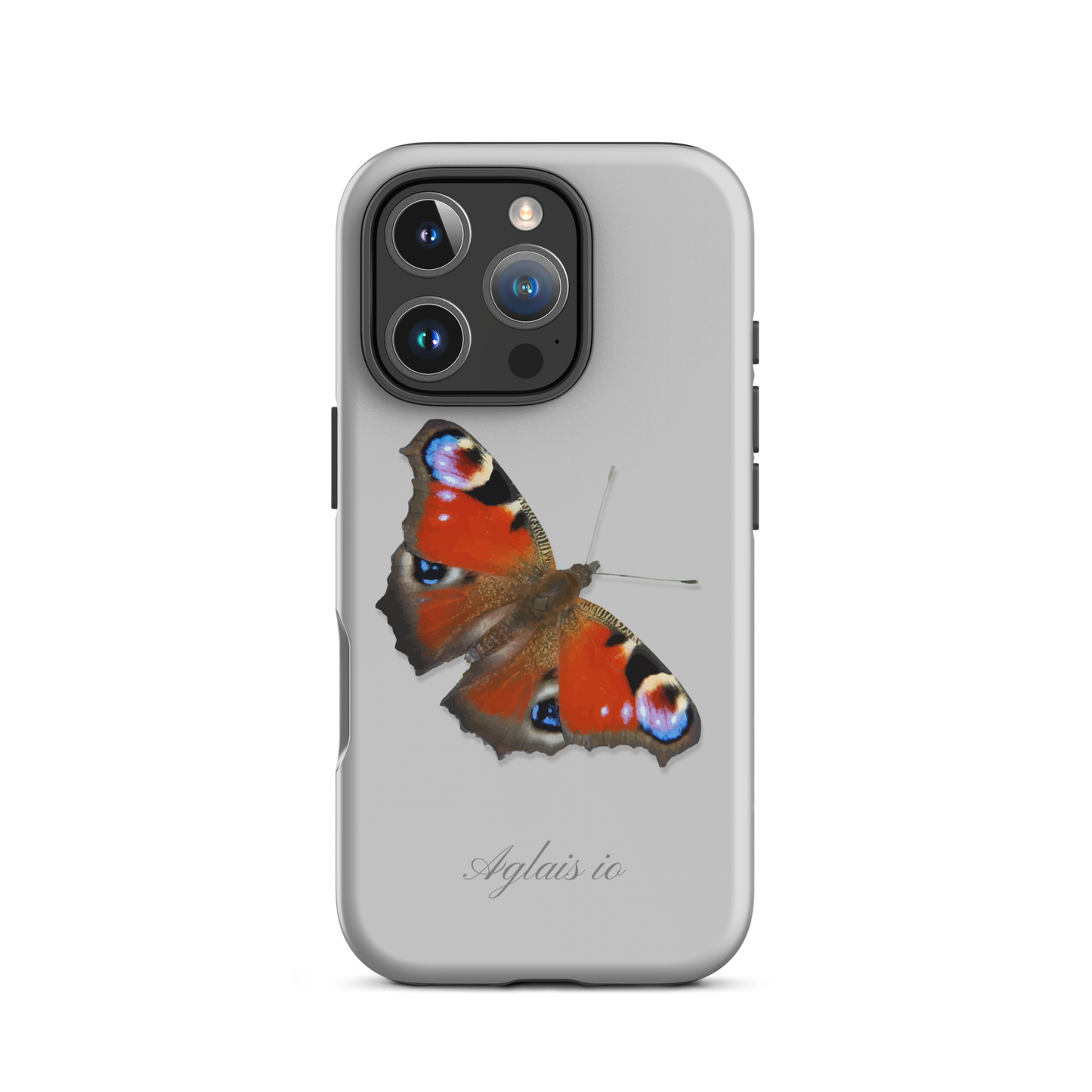 Graue iPhone-Hülle mit Tagpfauenauge-Muster, schützende Silikonhülle für iPhone