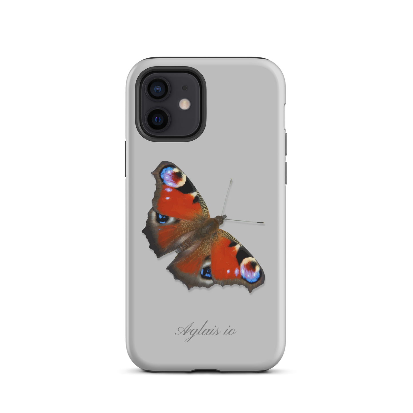 Graue iPhone-Hülle mit Tagpfauenauge-Muster, Schutzhülle für iPhone, dünn und leicht