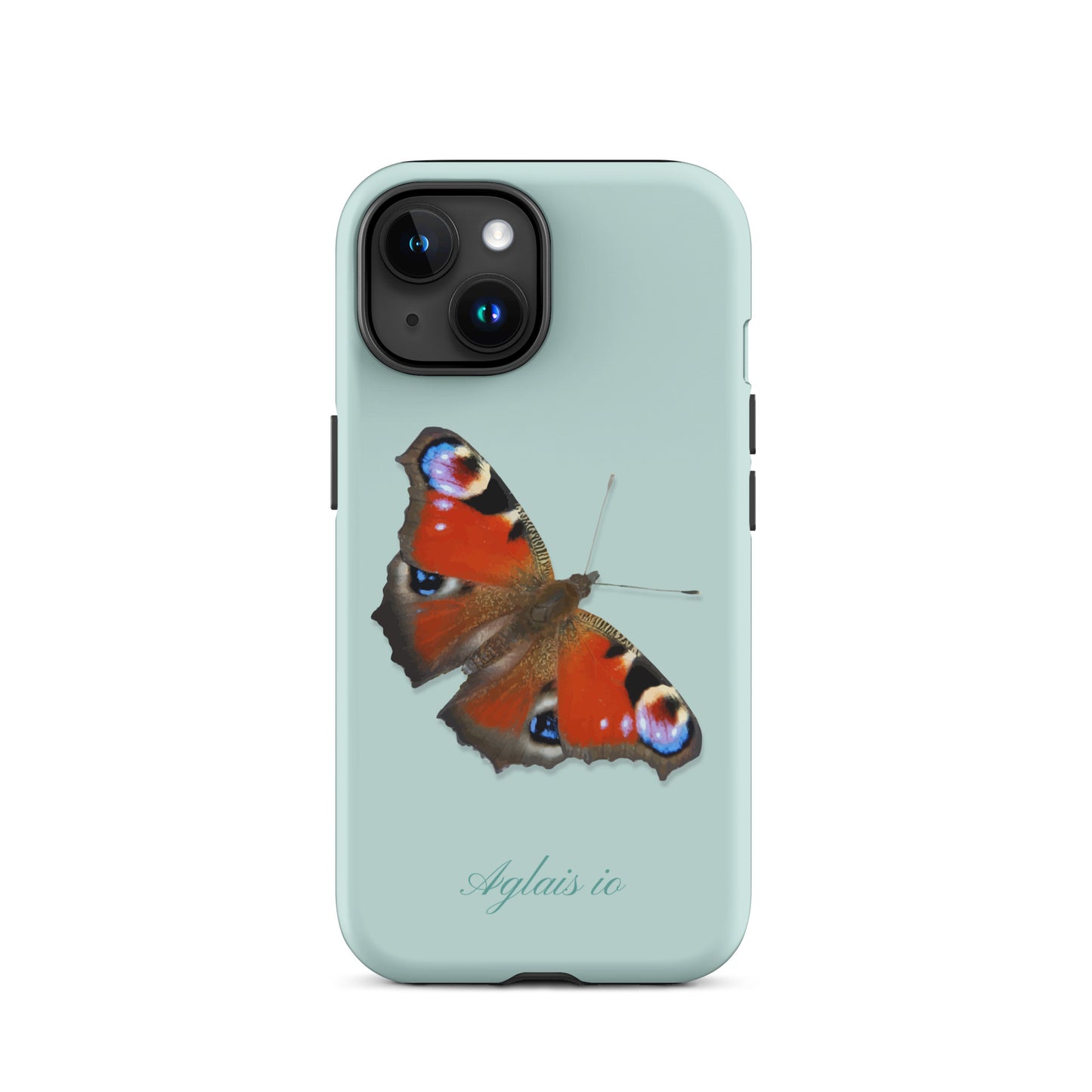 iPhone Handyhülle mit Tagpfauenauge Design in Hellblau