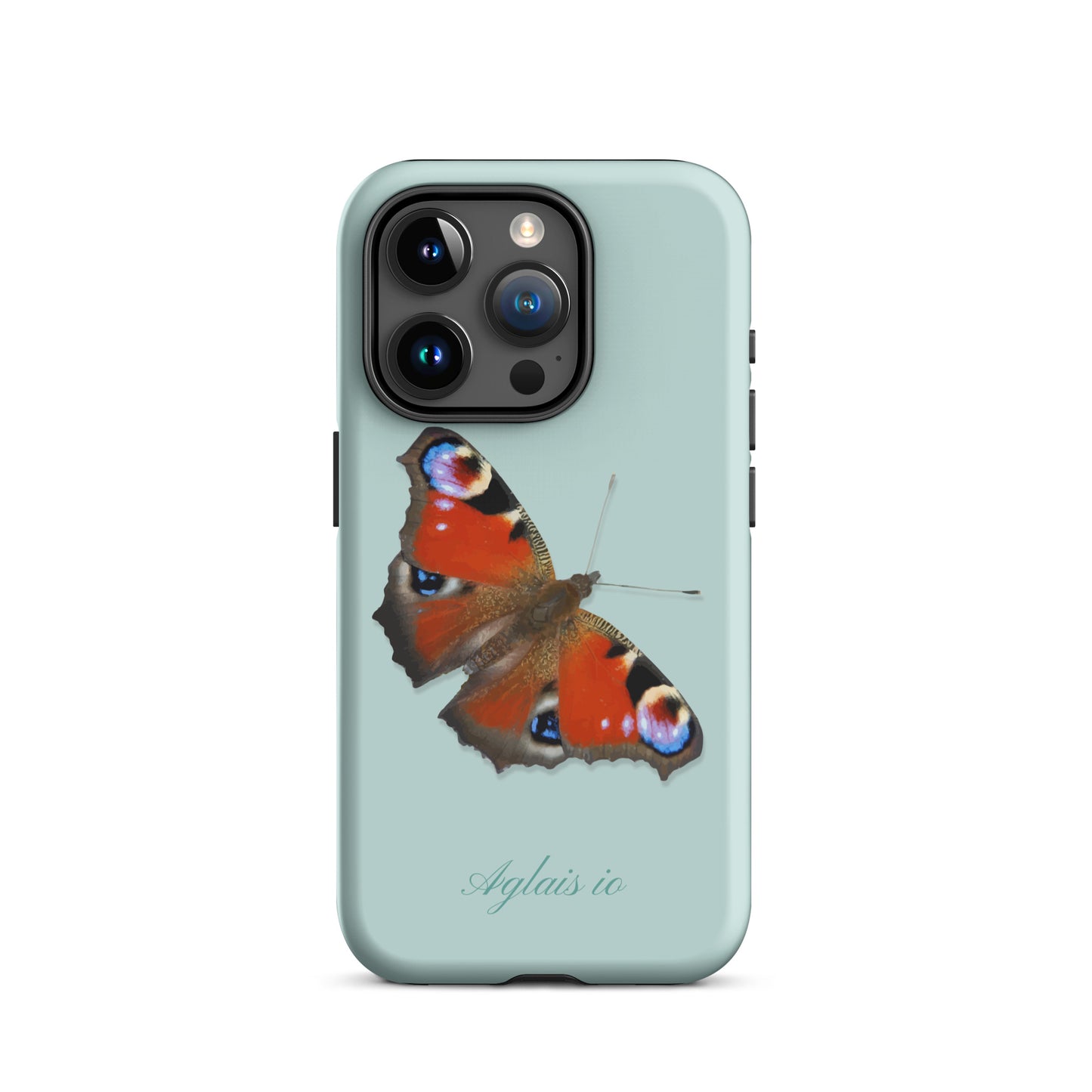 iPhone Case mit Tagpfauenauge-Muster in Hellblau, Schutzhülle für iPhone mit Schmetterlingsdesign