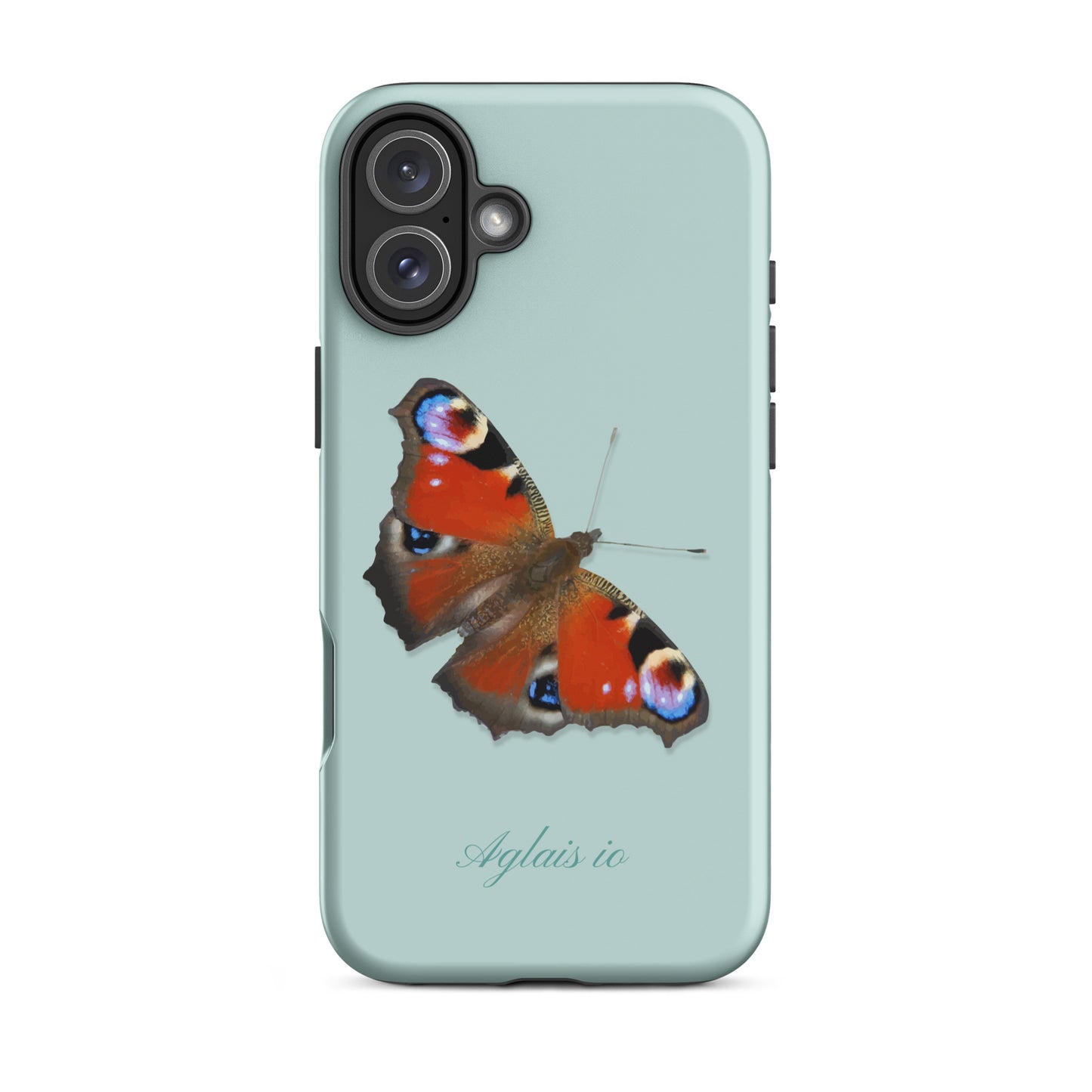 iPhone-Hülle in Hellblau mit Tagpfauenauge-Muster, schützende Silikonhülle für iPhone