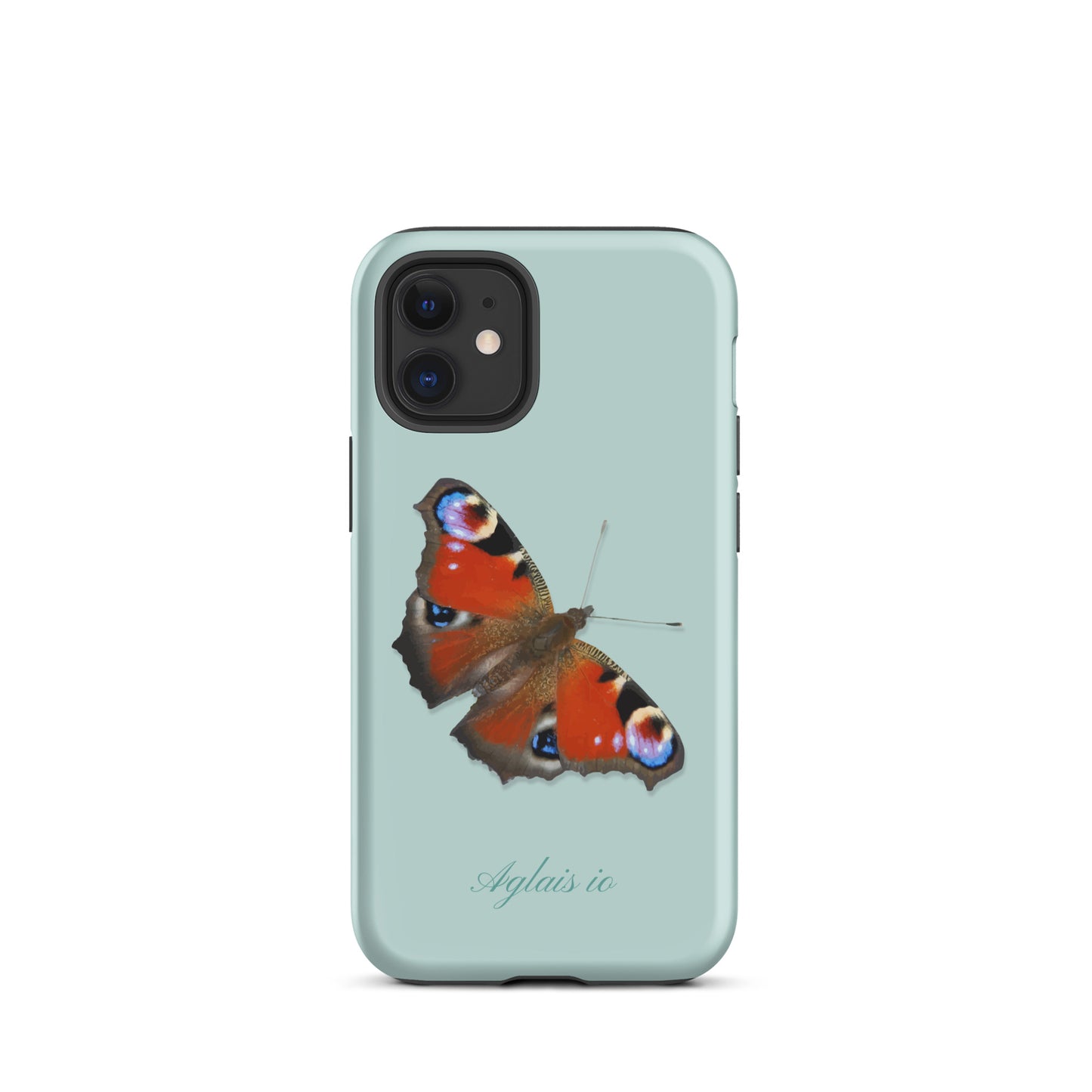 iPhone Case mit Tagpfauenauge-Muster in Hellblau, schützende Silikonhülle für iPhone