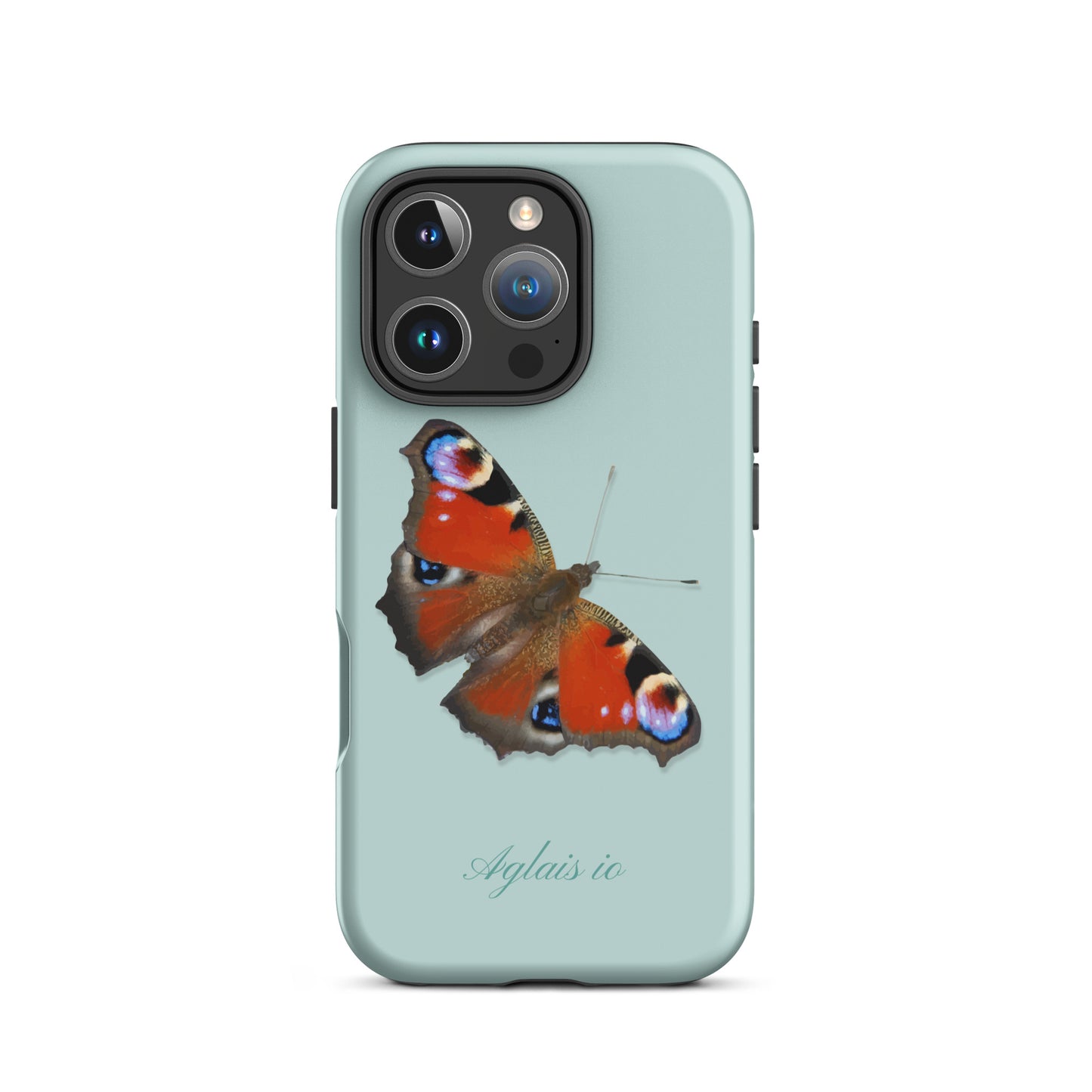 iPhone Case mit Tagpfauenauge-Muster in Hellblau, Schutzhülle für iPhone