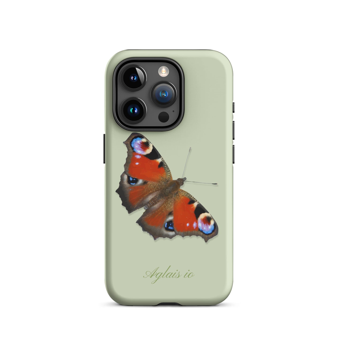 iPhone Hülle mit Tagpfauenauge-Muster in Hellgrün, Schutzhülle für iPhone, Naturdesign
