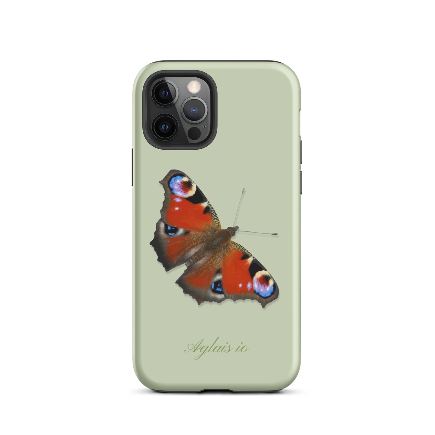 iPhone Handyhülle mit Tagpfauenauge Motiv in Hellgrün
