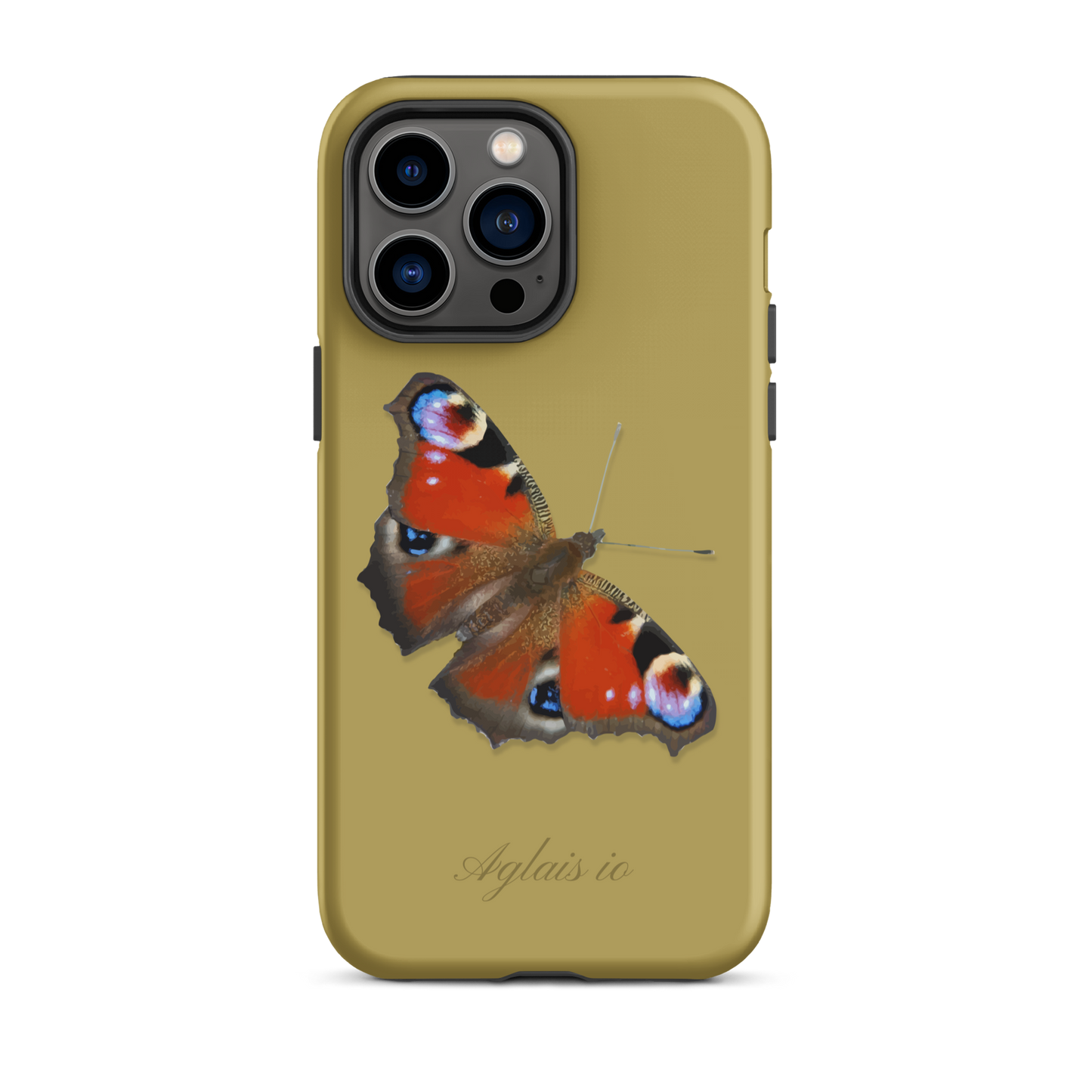 iPhone Case mit Tagpfauenauge Motiv in Ockergelb, Schutzhülle für iPhones