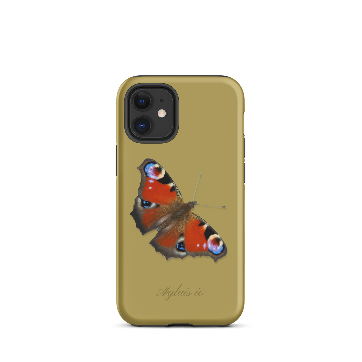 iPhone-Hülle mit Tagpfauenauge-Motiv in Ockergelb, Schutzhülle für iPhone