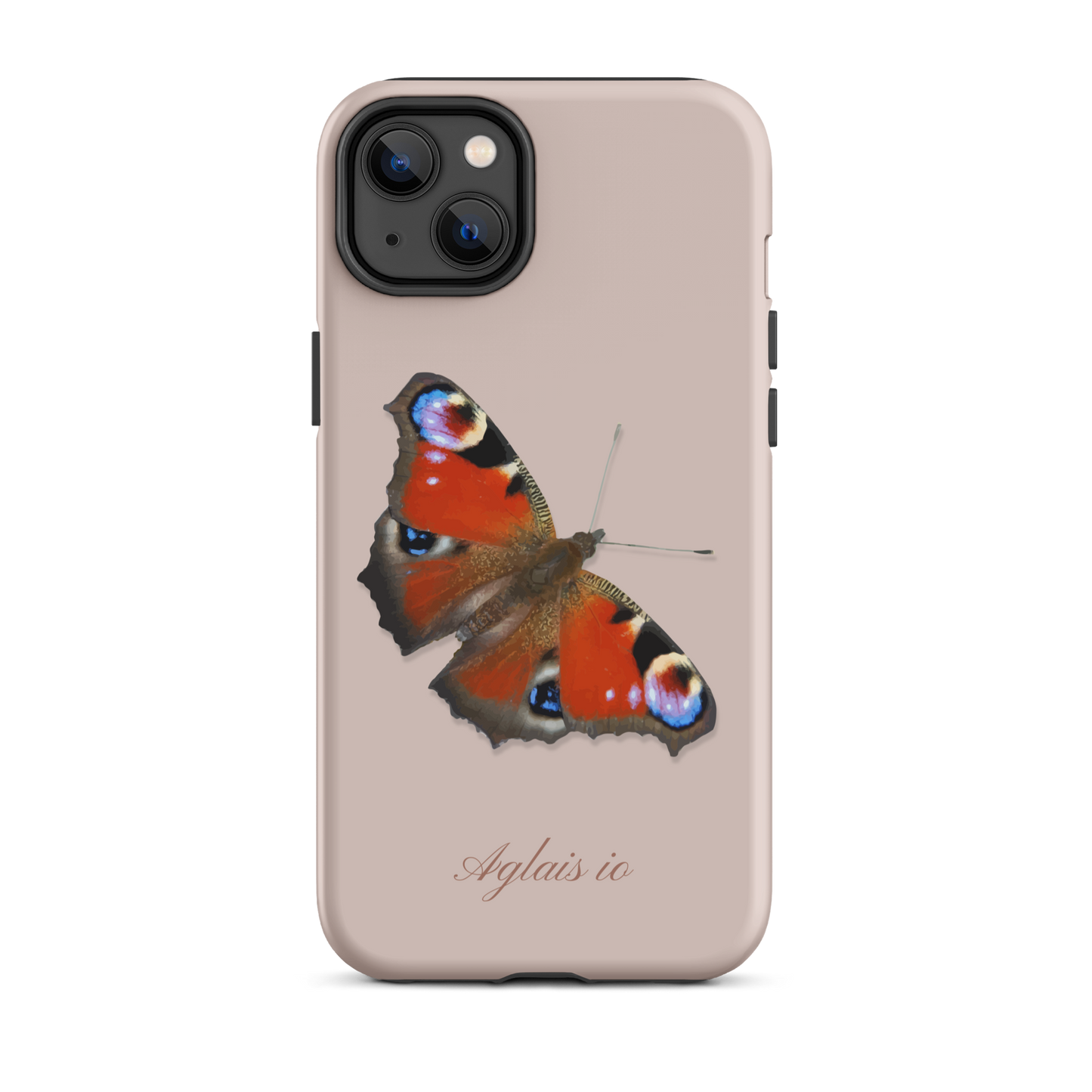 Rosa iPhone Hülle mit Tagpfauenauge-Muster in 3D-Optik