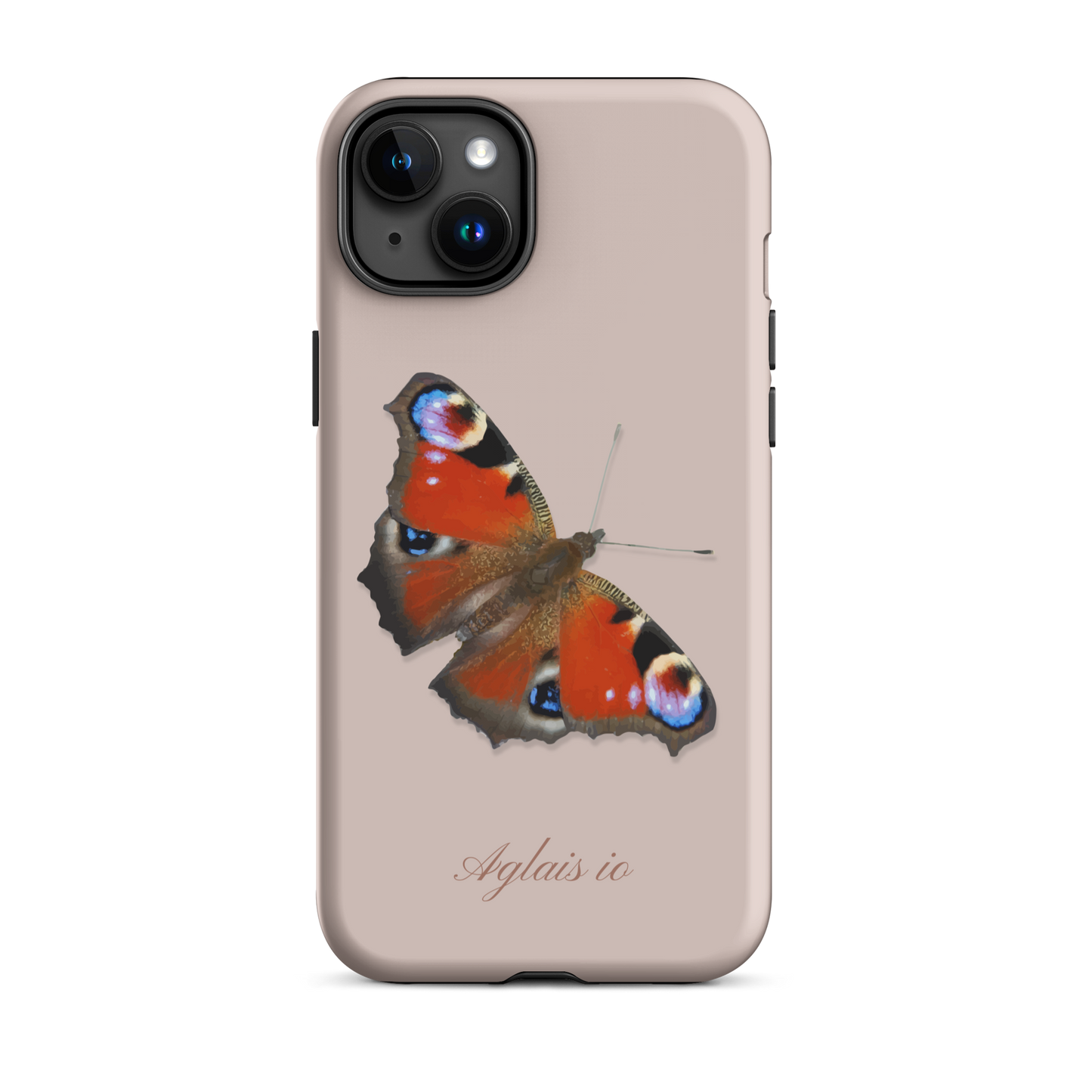 iPhone Case mit Tagpfauenauge-Muster in Rosa für iPhone 15, Schutzhülle aus Kunststoff