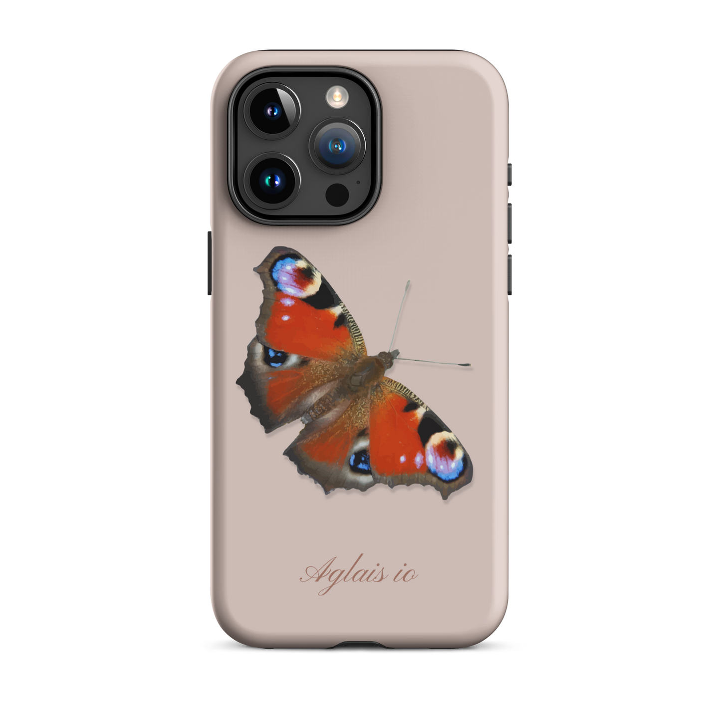 Rosa iPhone-Hülle mit Tagpfauenauge-Motiv, schützende Silikonhülle für iPhone.