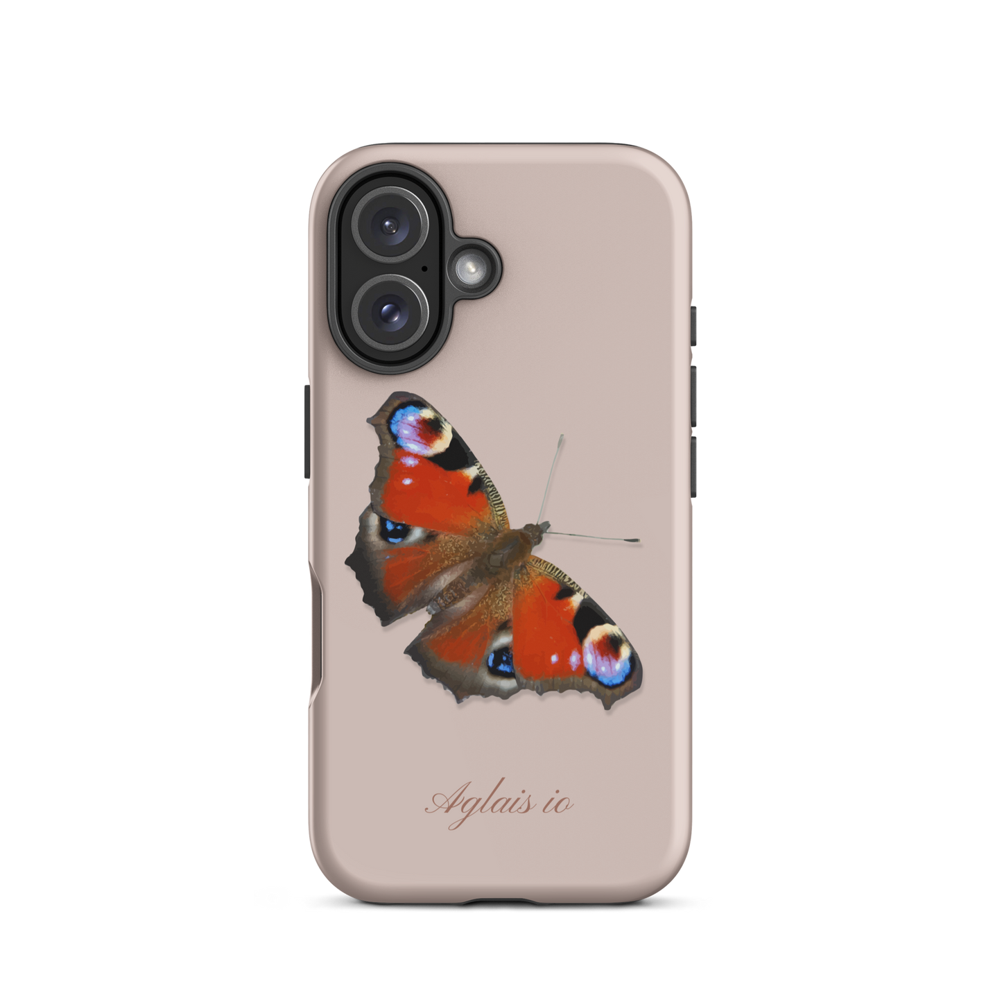 Rosa iPhone Hülle mit Tagpfauenauge-Motiv, schützende Silikonhülle für iPhone