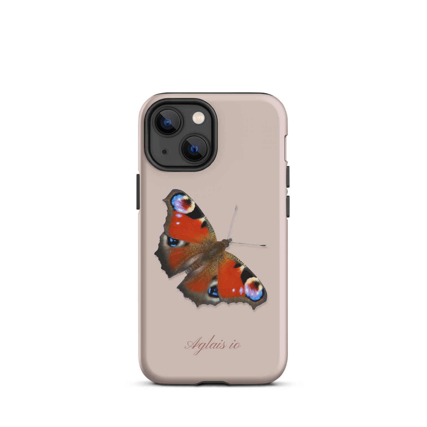 Rosa iPhone Hülle mit Tagpfauenauge Motiv, Seitenansicht
