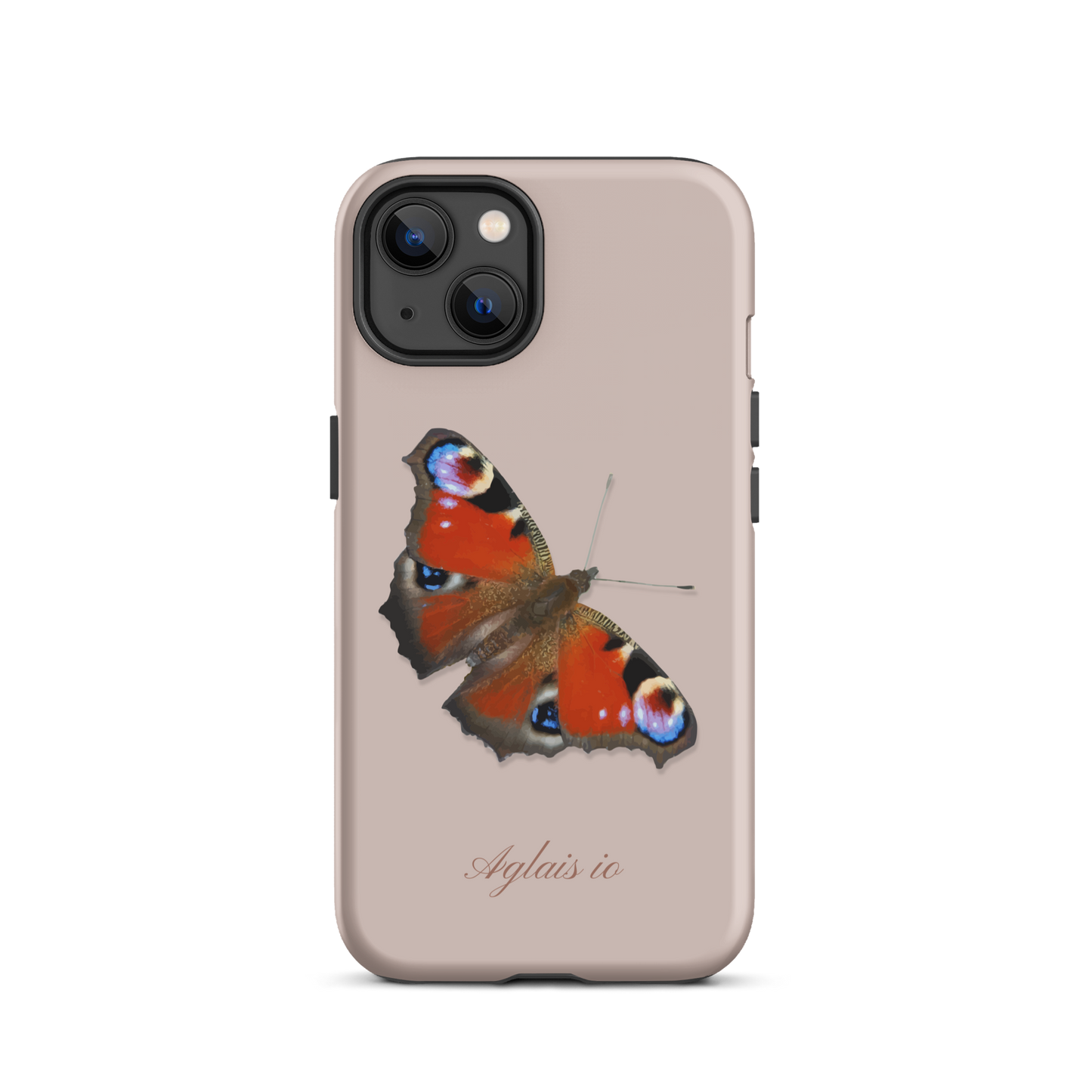 Rosa iPhone-Hülle mit Tagpfauenauge-Muster, schützende Silikonhülle für iPhone.