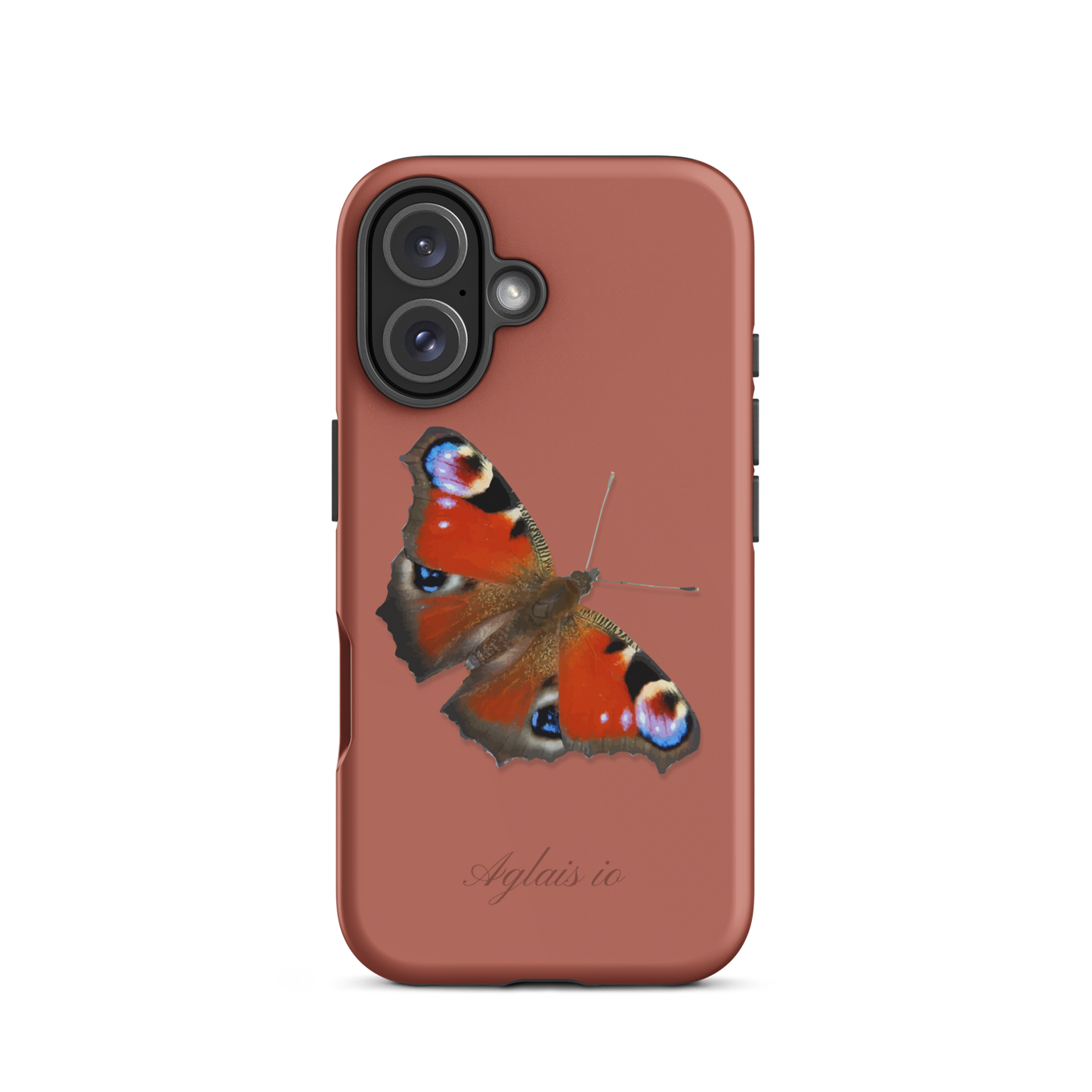 iPhone Handyhülle mit Tagpfauenauge-Motiv in Ziegelrot