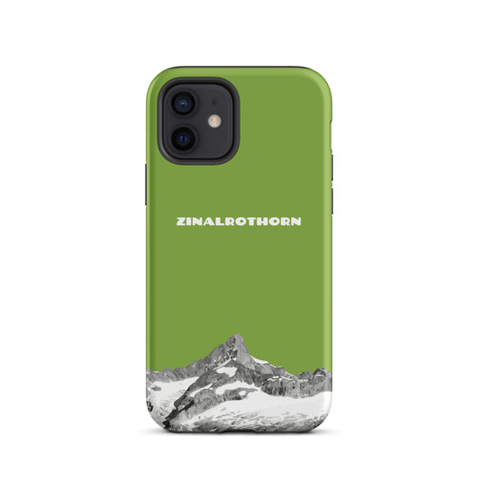 Gelbgrüne iPhone 16 Pro Max Hard Case mit Zinalrothorn-Motiv, robust und stylisch.