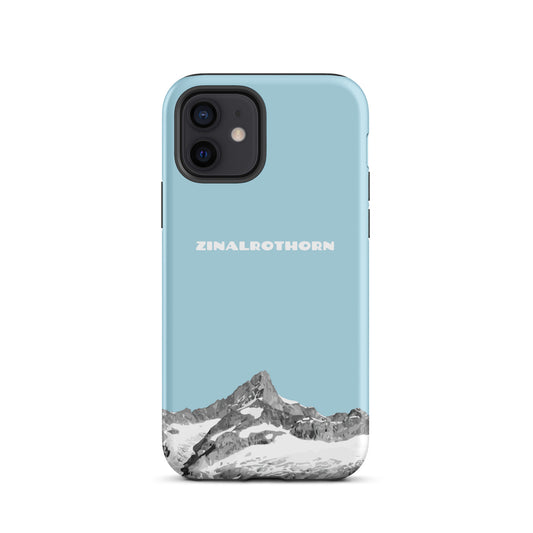 Hellblaue iPhone 16 Pro Max Hard Case mit Zinalrothorn-Bergmotiv, robustes Design für optimalen Schutz.