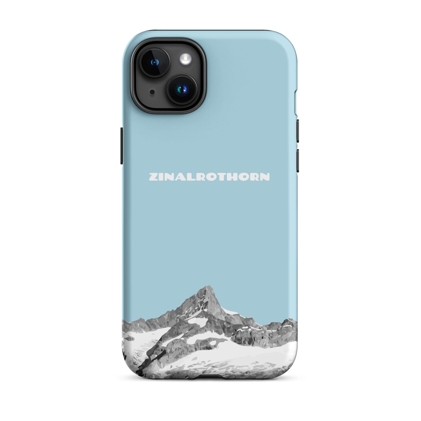iPhone Case - Zinalrothorn - Hellblau für Apple iPhone 15 Plus: Hard Case mit dem Berggipfel des Zinalrothorns zwischen Zinal und Zermatt im Wallis