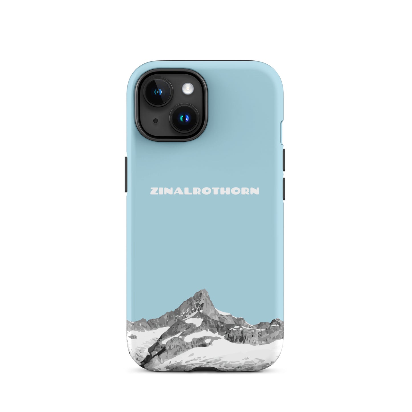 iPhone Case - Zinalrothorn - Hellblau für Apple iPhone 15: Hard Case mit dem Berggipfel des Zinalrothorns zwischen Zinal und Zermatt im Wallis
