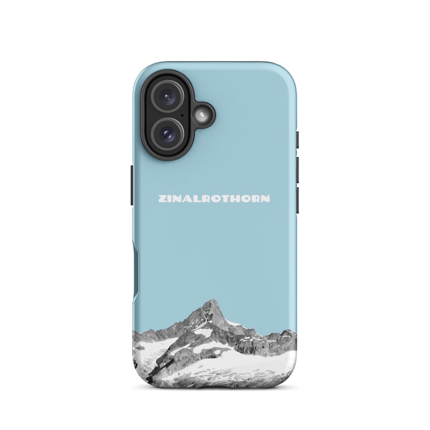 iPhone Case - Zinalrothorn - Hellblau für Apple iPhone 16: Hard Case mit dem Berggipfel des Zinalrothorns zwischen Zinal und Zermatt im Wallis