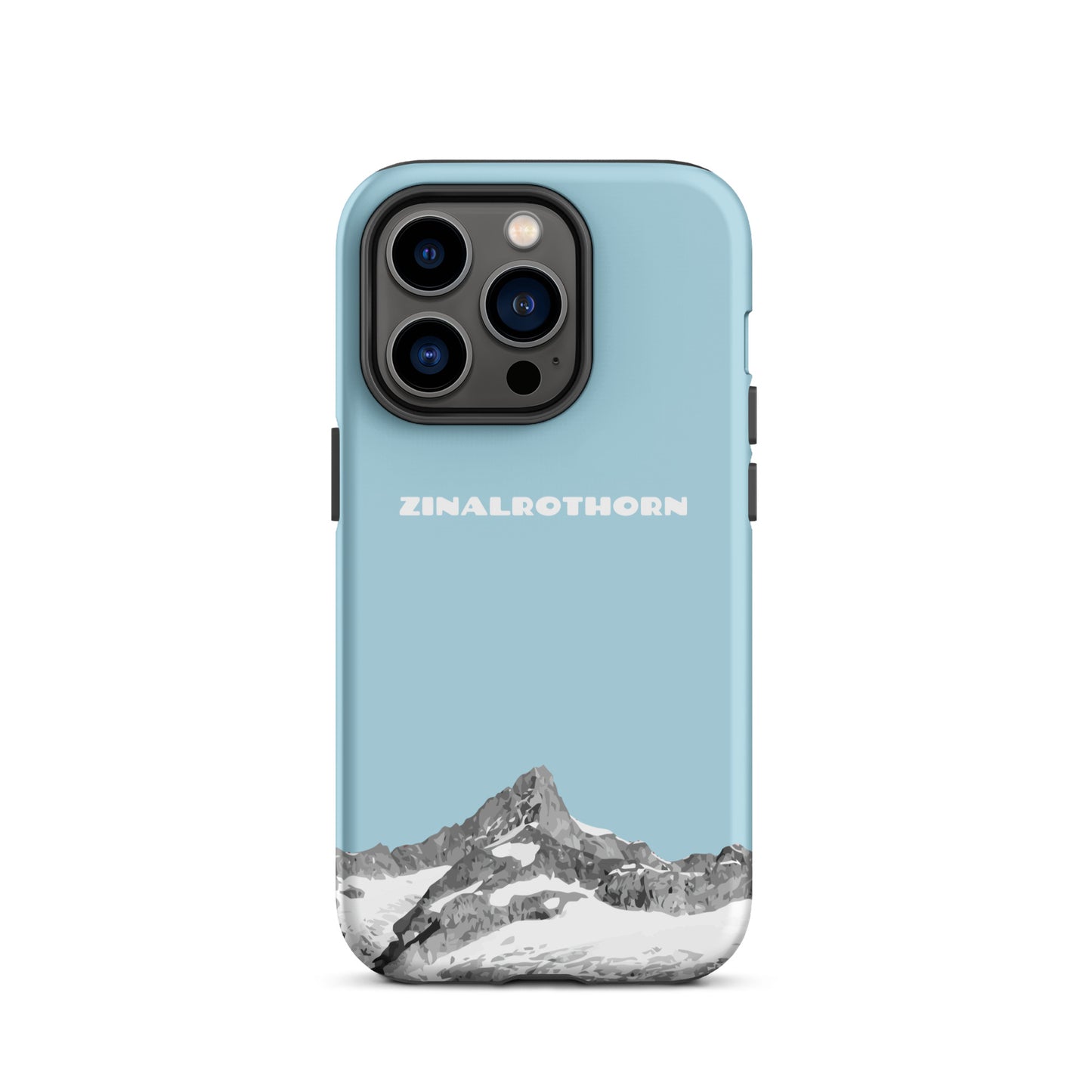 iPhone Case - Zinalrothorn - Hellblau für Apple iPhone 14 Pro: Hard Case mit dem Berggipfel des Zinalrothorns zwischen Zinal und Zermatt im Wallis