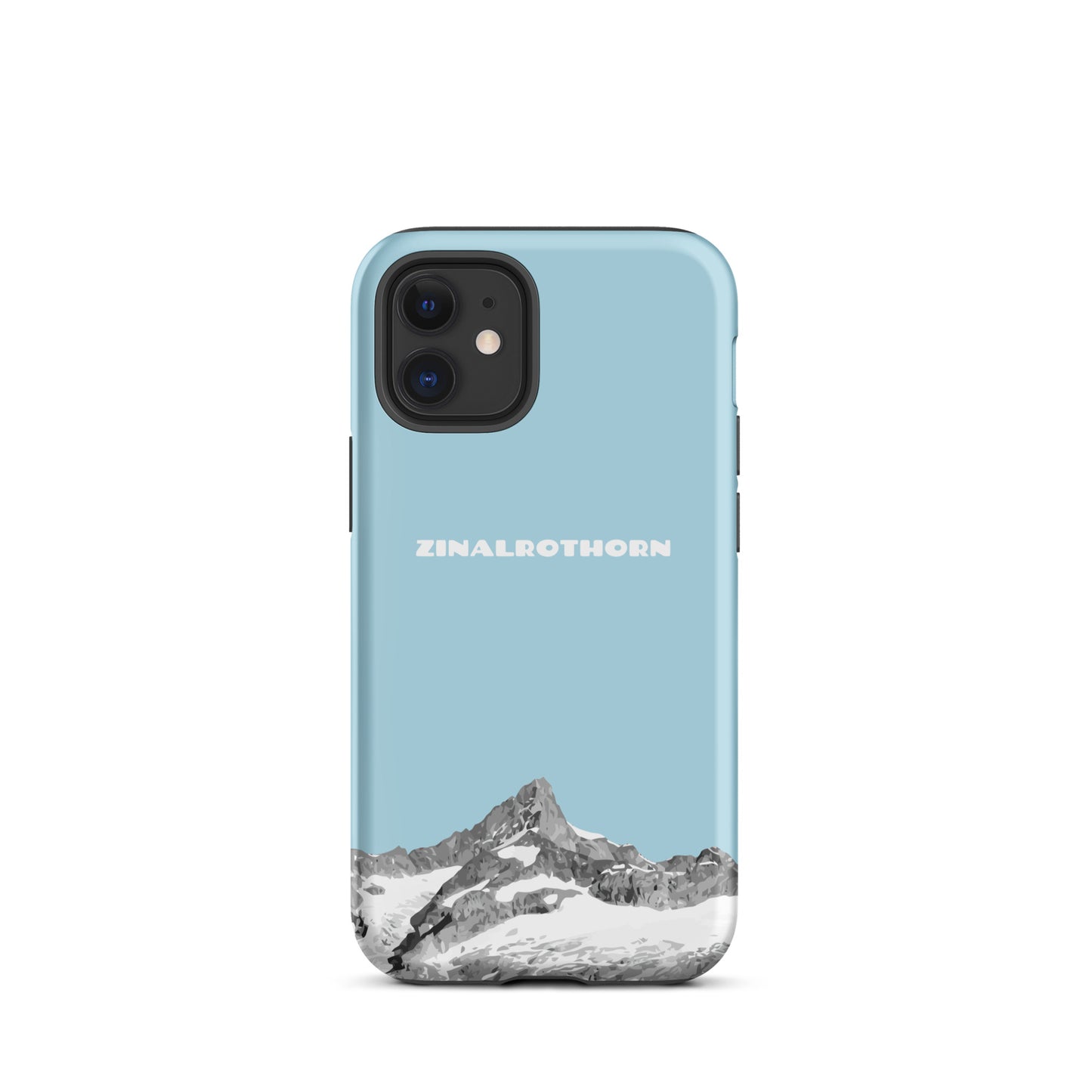 iPhone Case - Zinalrothorn - Hellblau für Apple iPhone 12 mini: Hard Case mit dem Berggipfel des Zinalrothorns zwischen Zinal und Zermatt im Wallis