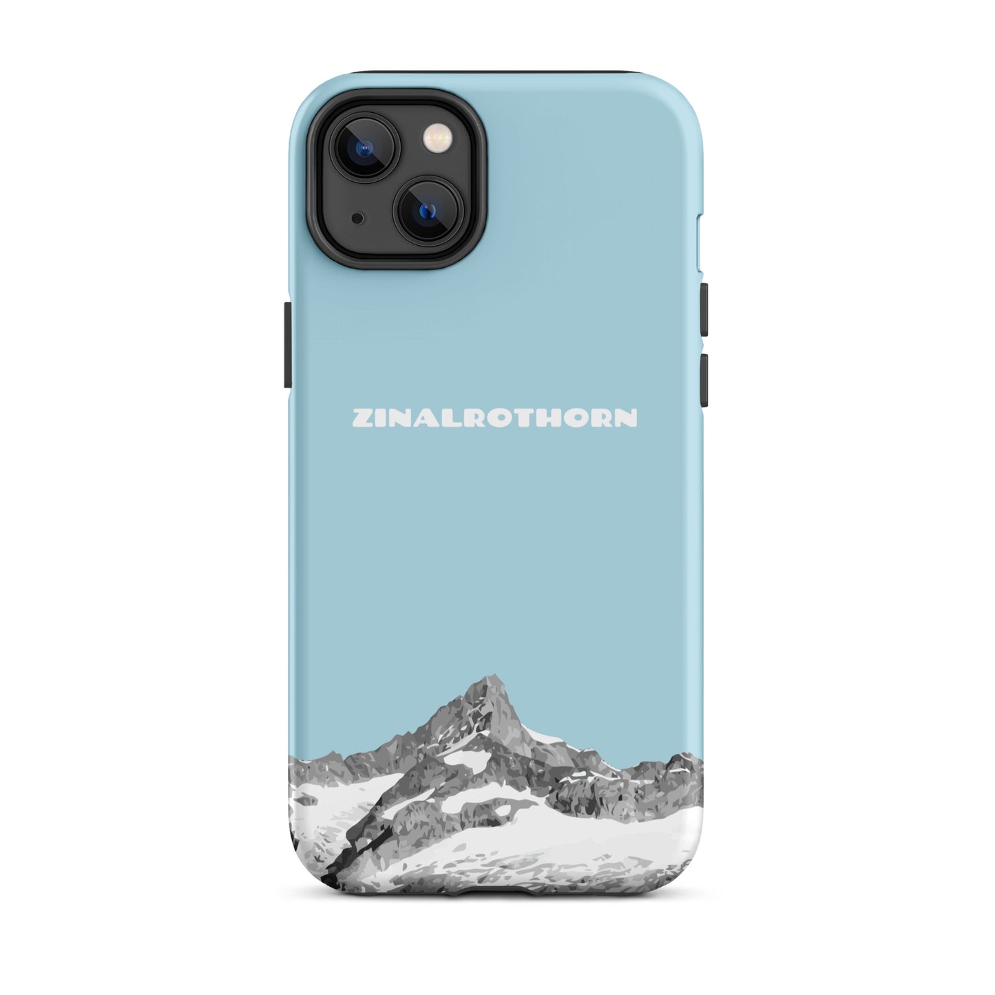iPhone Case - Zinalrothorn - Hellblau für Apple iPhone 14 Plus: Hard Case mit dem Berggipfel des Zinalrothorns zwischen Zinal und Zermatt im Wallis