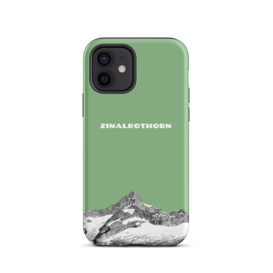 Grüne iPhone 16 Pro Max Handhülle mit Zinalrothorn-Motiv, Hard Case, Alpine Landschaftsdesign