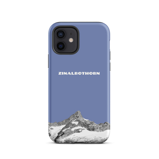 Pastellblaue iPhone 16 Pro Max Hard Case mit Zinalrothorn-Bergmotiv aus dem Wallis, Schweiz