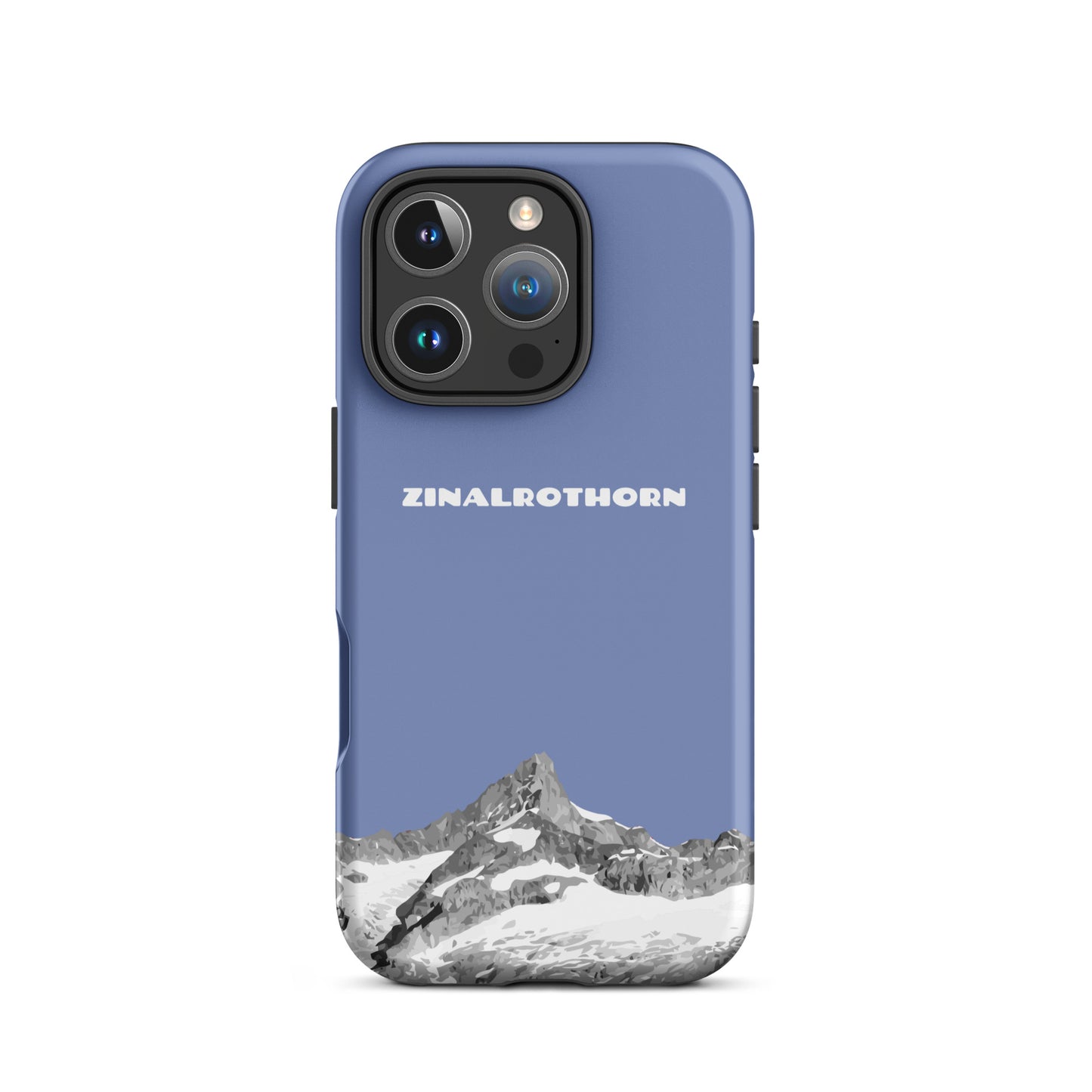 Pastellblaue iPhone 16 Pro Hard Case mit Zinalrothorn-Bergmotiv, robust und stilvoll