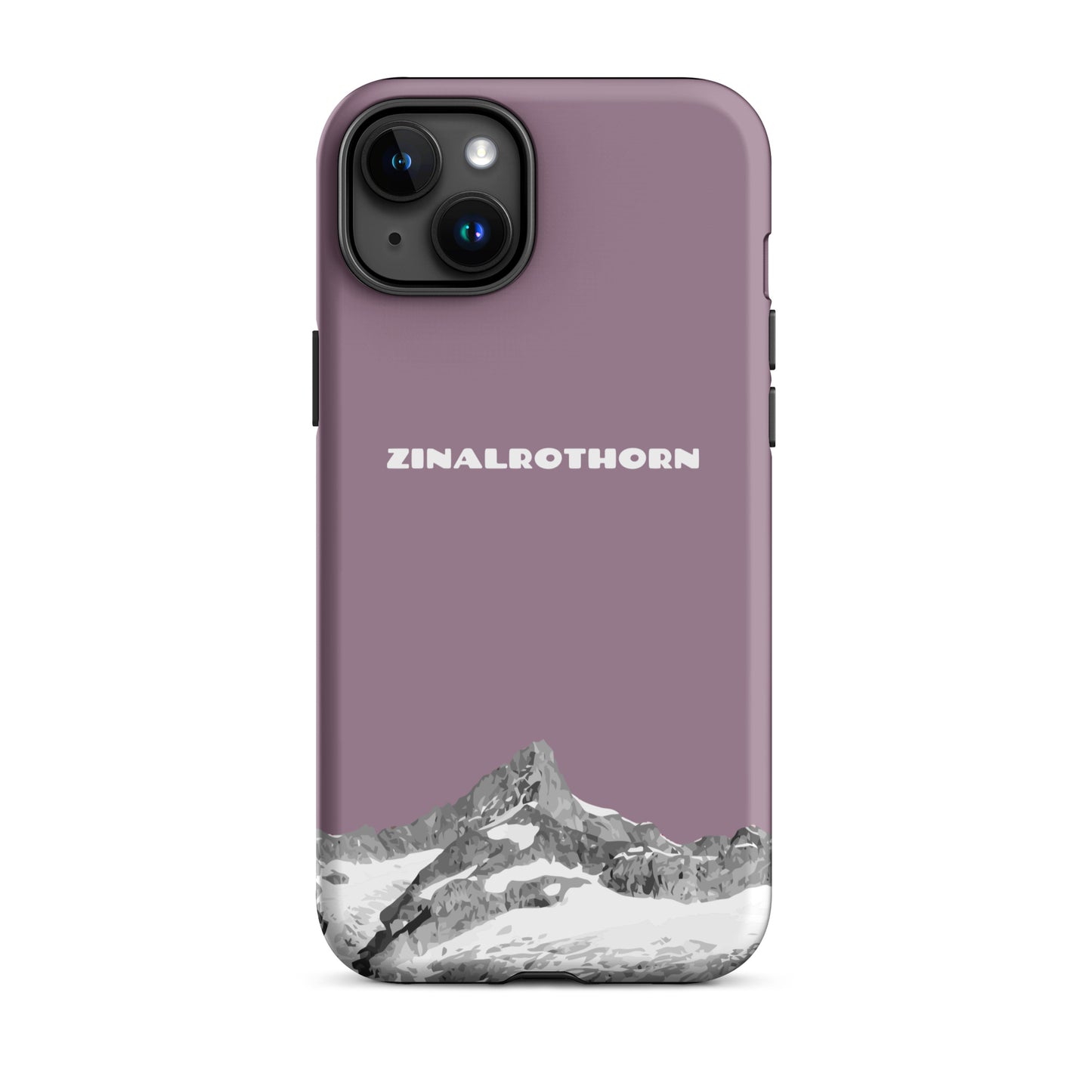 iPhone Case - Zinalrothorn - Pastellviolett für Apple iPhone 15 Plus: Hard Case mit dem Berggipfel des Zinalrothorns zwischen Zinal und Zermatt im Wallis