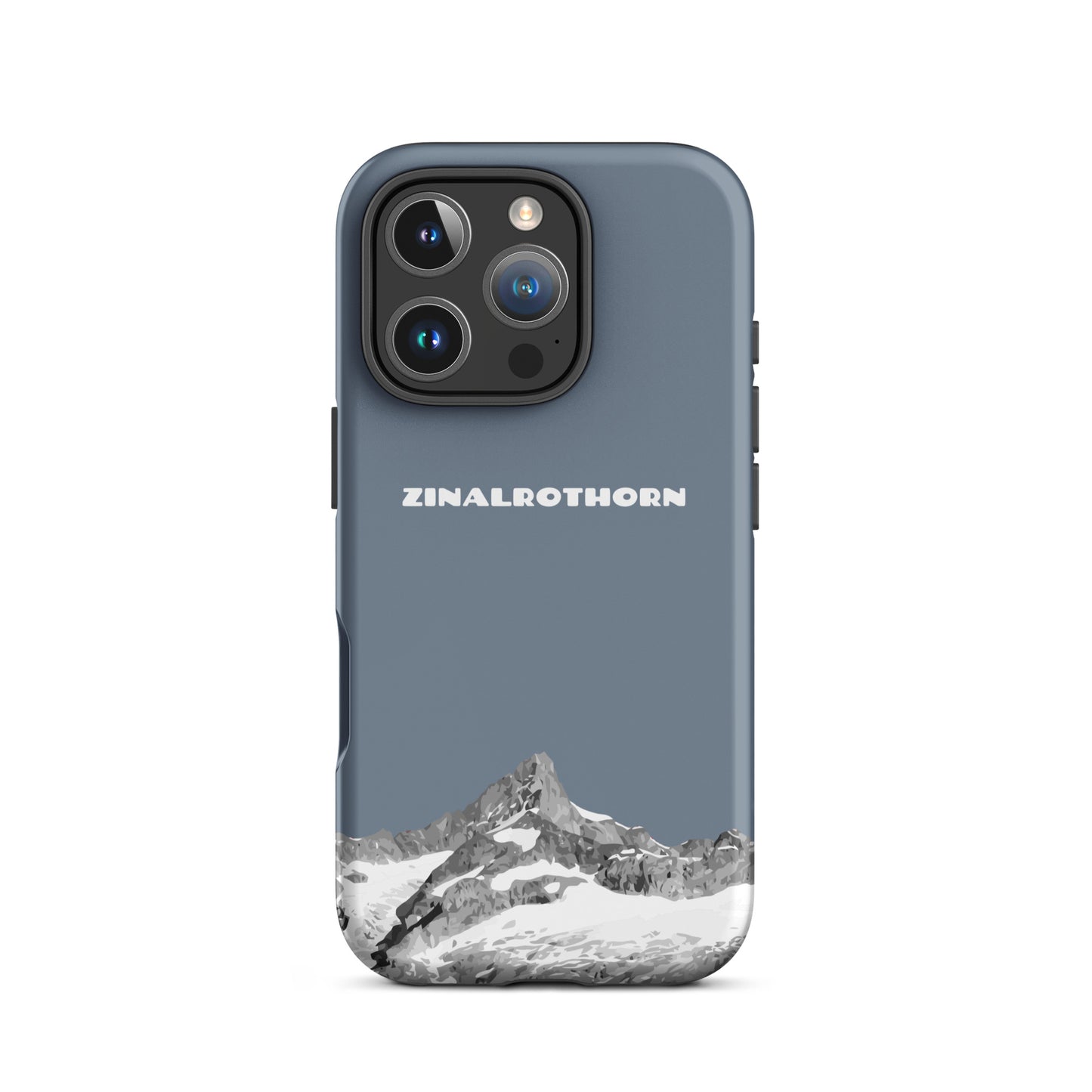 Schiefergraue iPhone 16 Pro Handyhülle mit Zinalrothorn-Motiv, Hard Case aus robustem Material