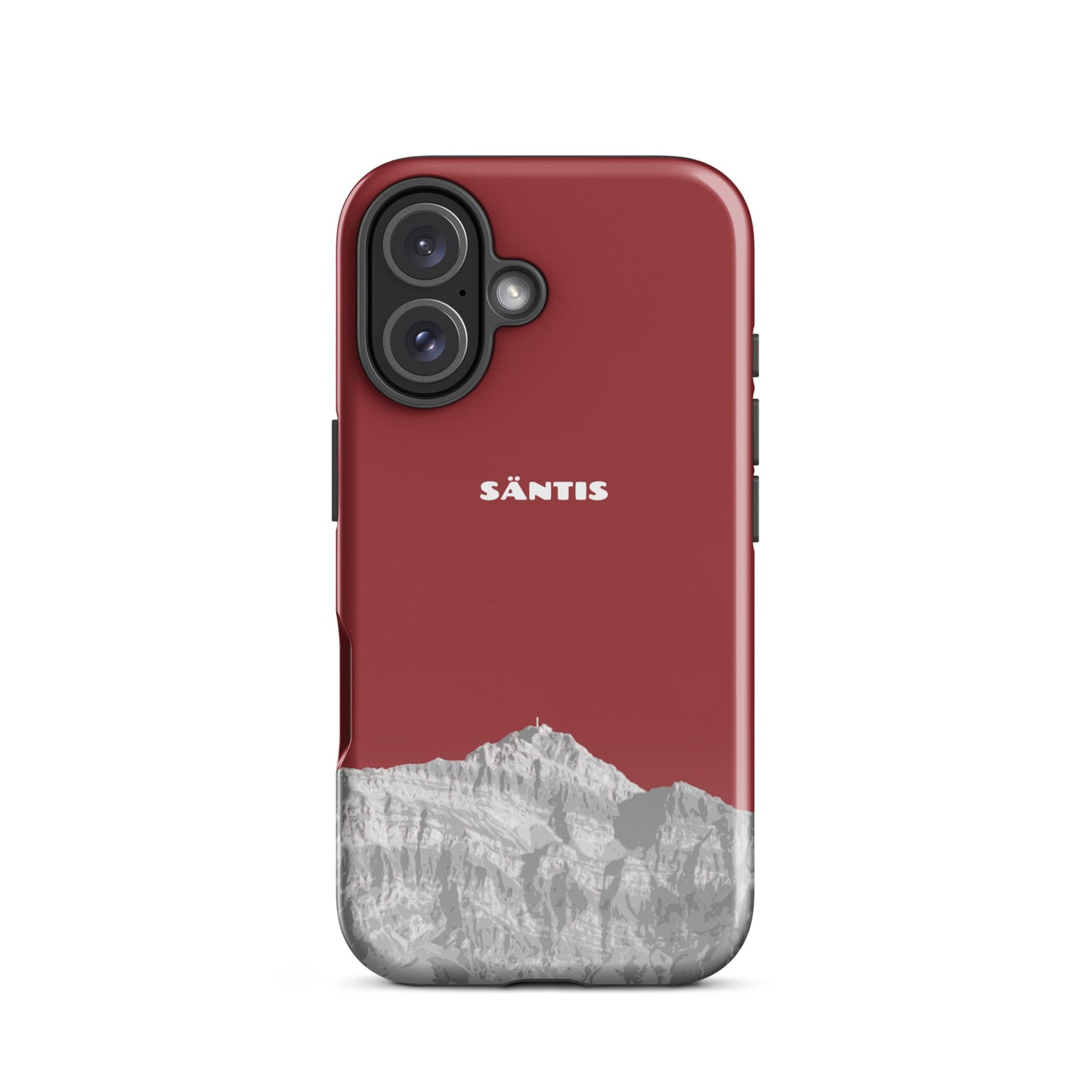 Rote iPhone Hülle mit Säntis-Motiv in glänzender Ausführung