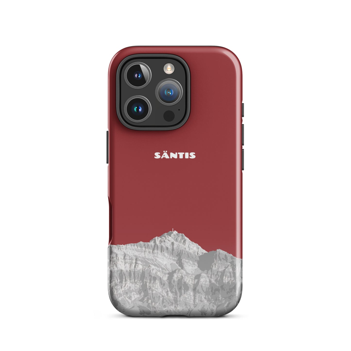 Rote iPhone Handyhülle mit Säntis Motiv in glänzender Ausführung
