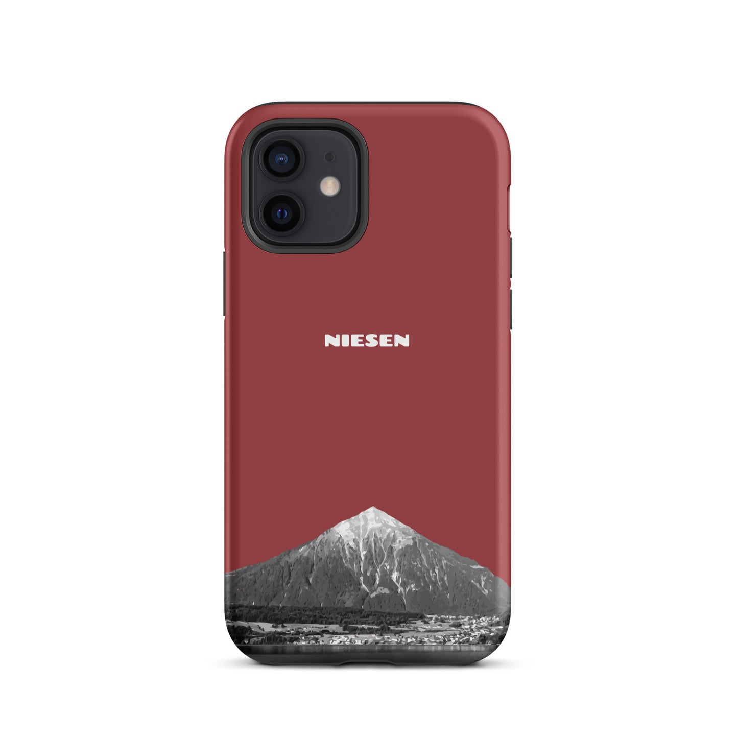 Rote iPhone 12 Handyhülle mit Niesen-Motiv, matt, stoßfest