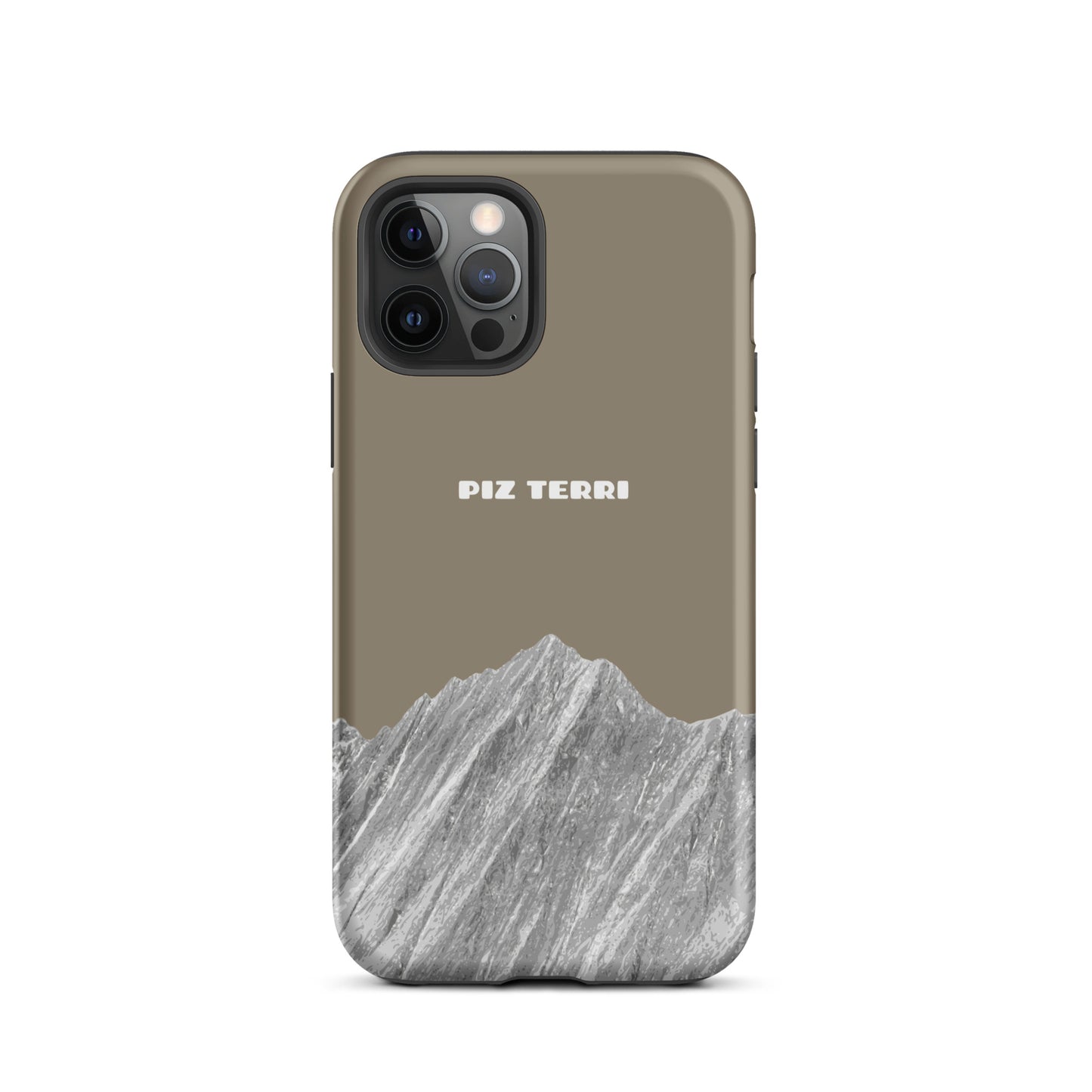 Graubraune iPhone-Hülle mit Piz-Terri-Design, matt, für iPhone 12 Pro, Vorderansicht