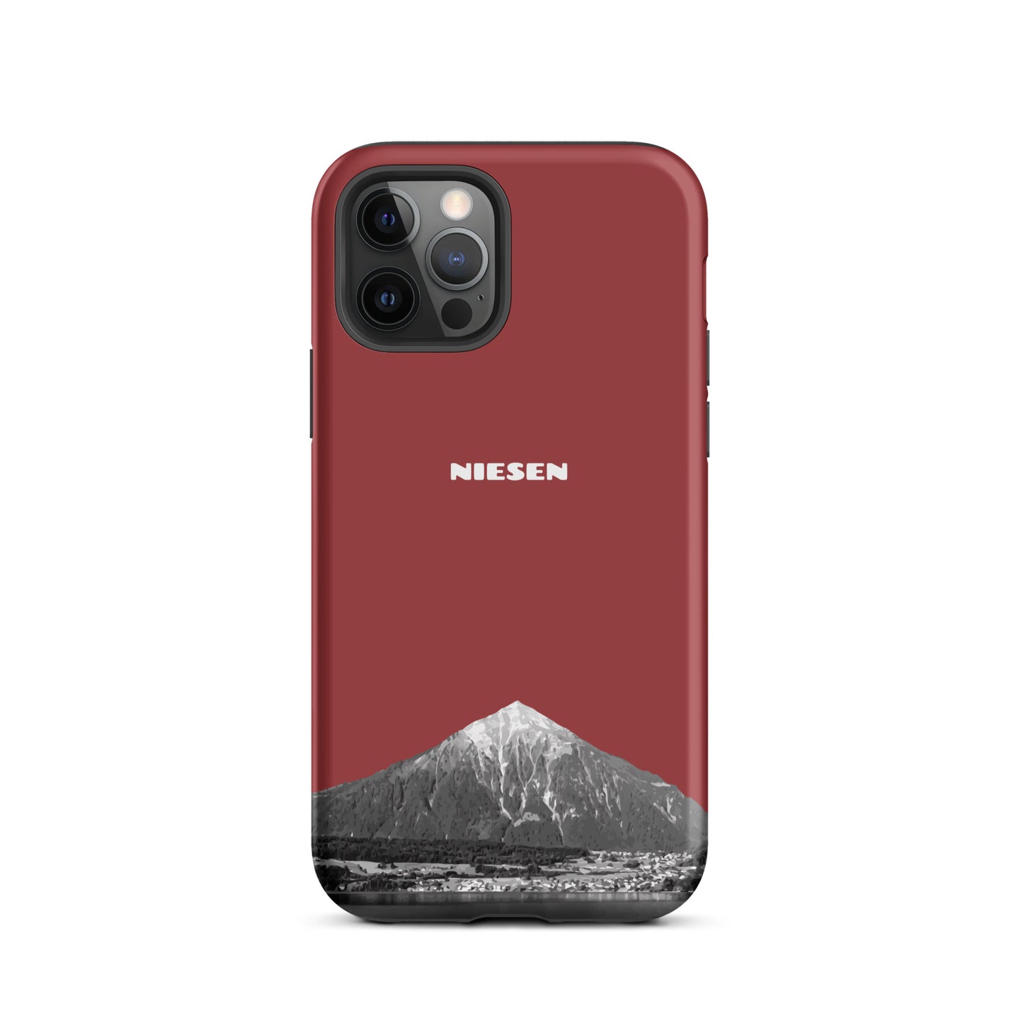 Rote iPhone 12 Pro Handyhülle mit Niesen-Motiv, matt, stoßfest