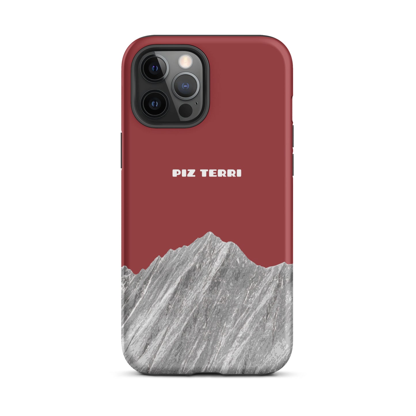 Rote iPhone Hülle mit Piz Terri Motiv, robuste Silikonhülle für iPhone 12 Pro Max